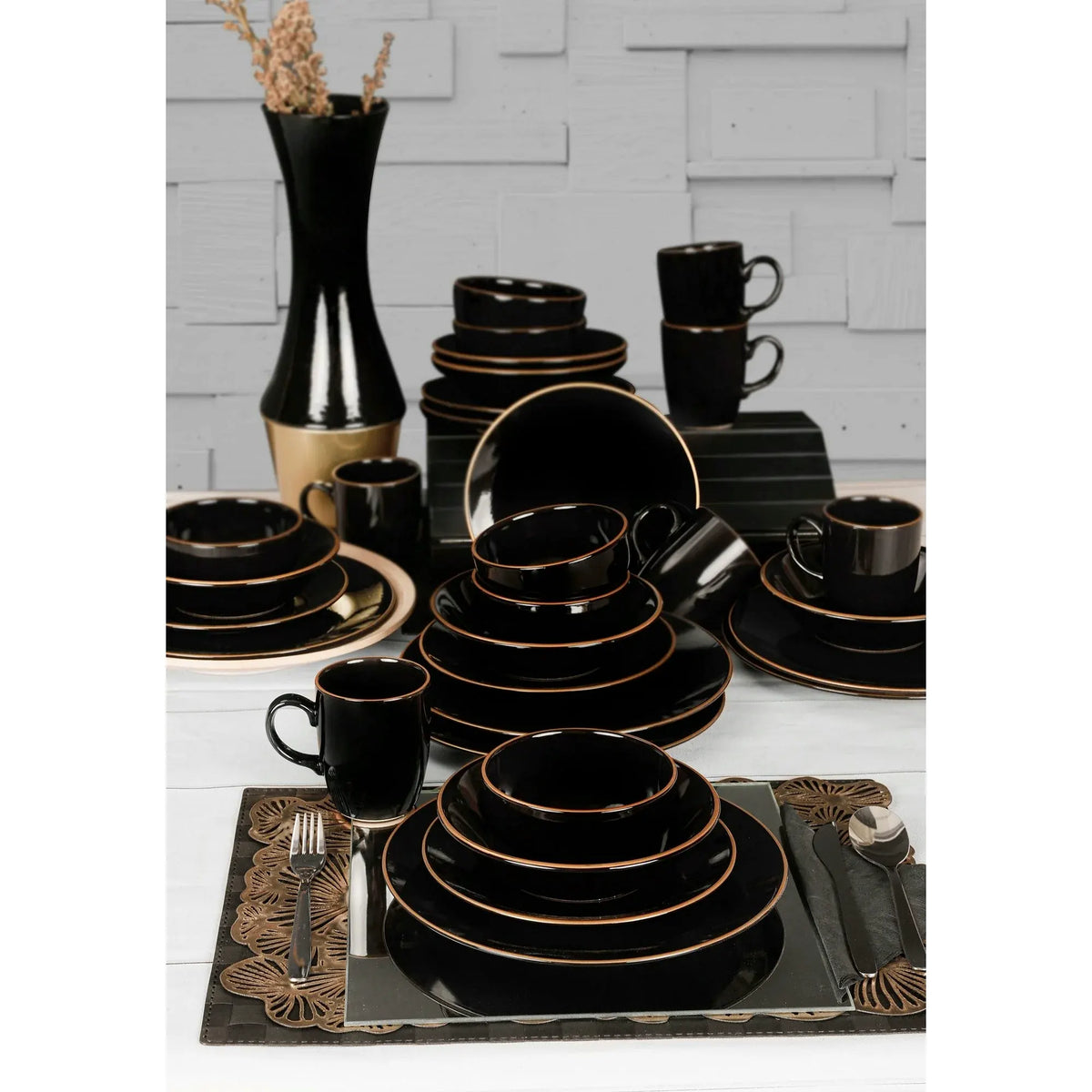 Set de cină TY040030F650A841600MAA4Y00, 30 piese, negru, ceramică