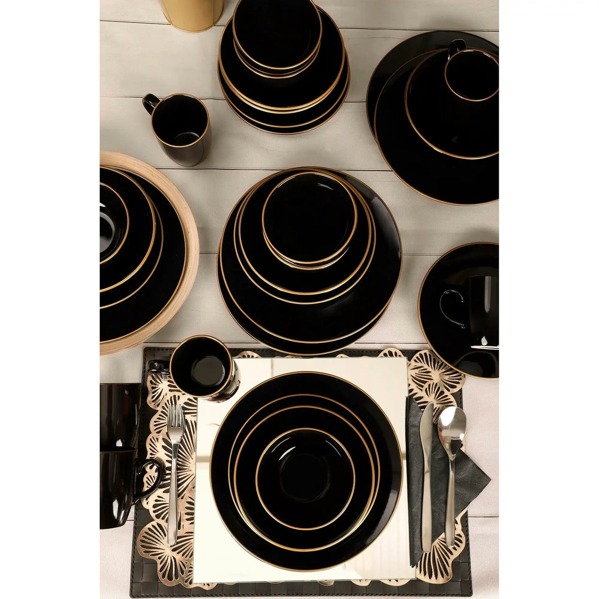 Set de cină TY040030F650A841600MAA4Y00, 30 piese, negru, ceramică