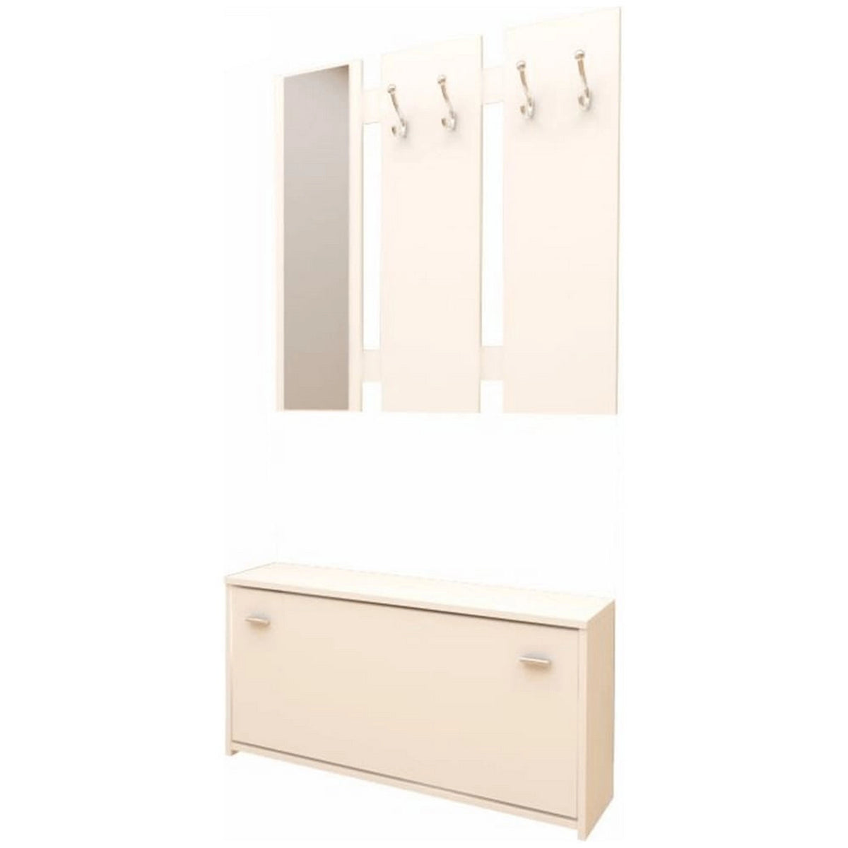 Set de hol 03 NEW, alb, DTD laminat, format din cuier, oglinda si pantofar