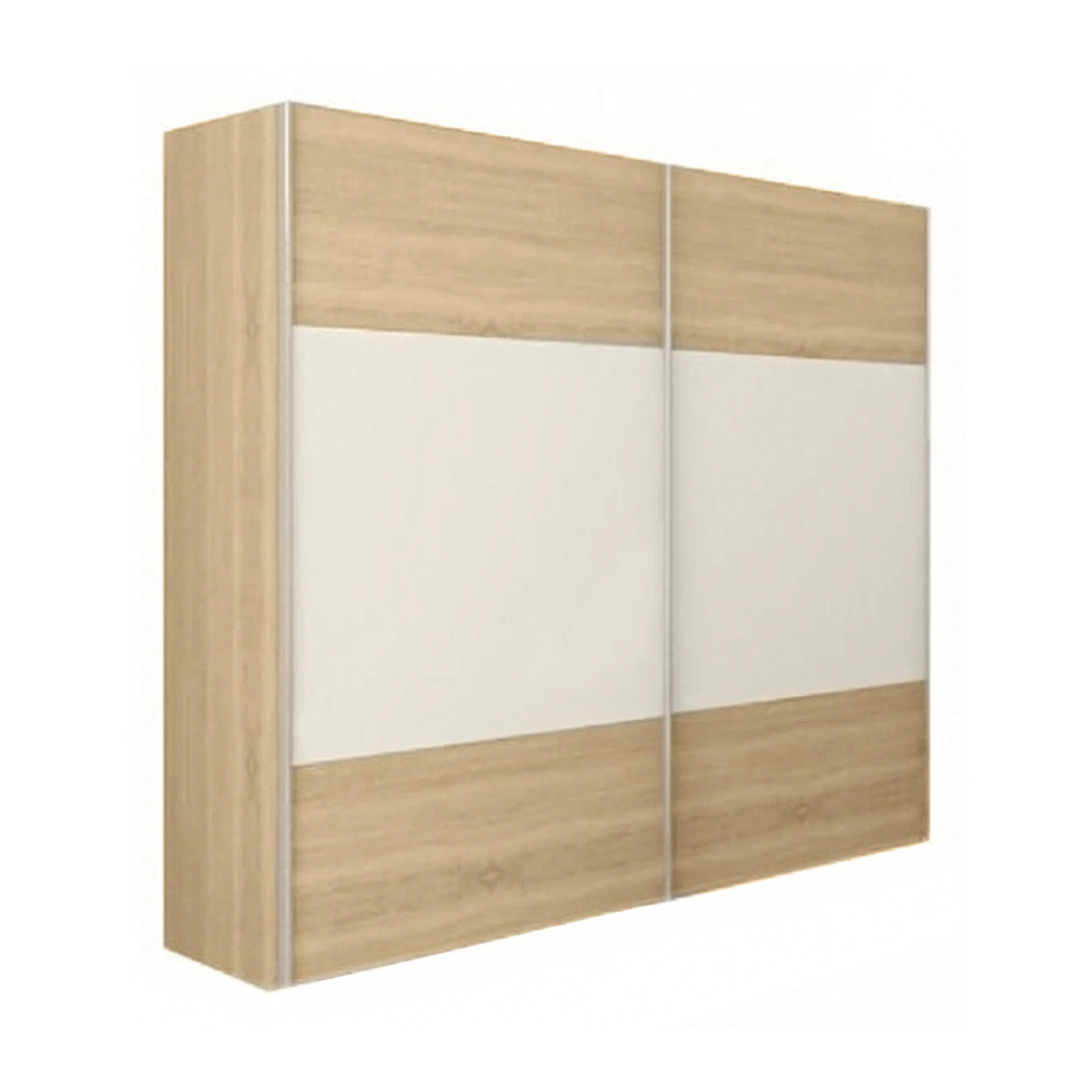 Set dormitor GABRIELA NEW, stejar sonoma/alb, DTD laminat/metal, cu pat 180x200 , dulap cu 2 usi si 2 noptiere