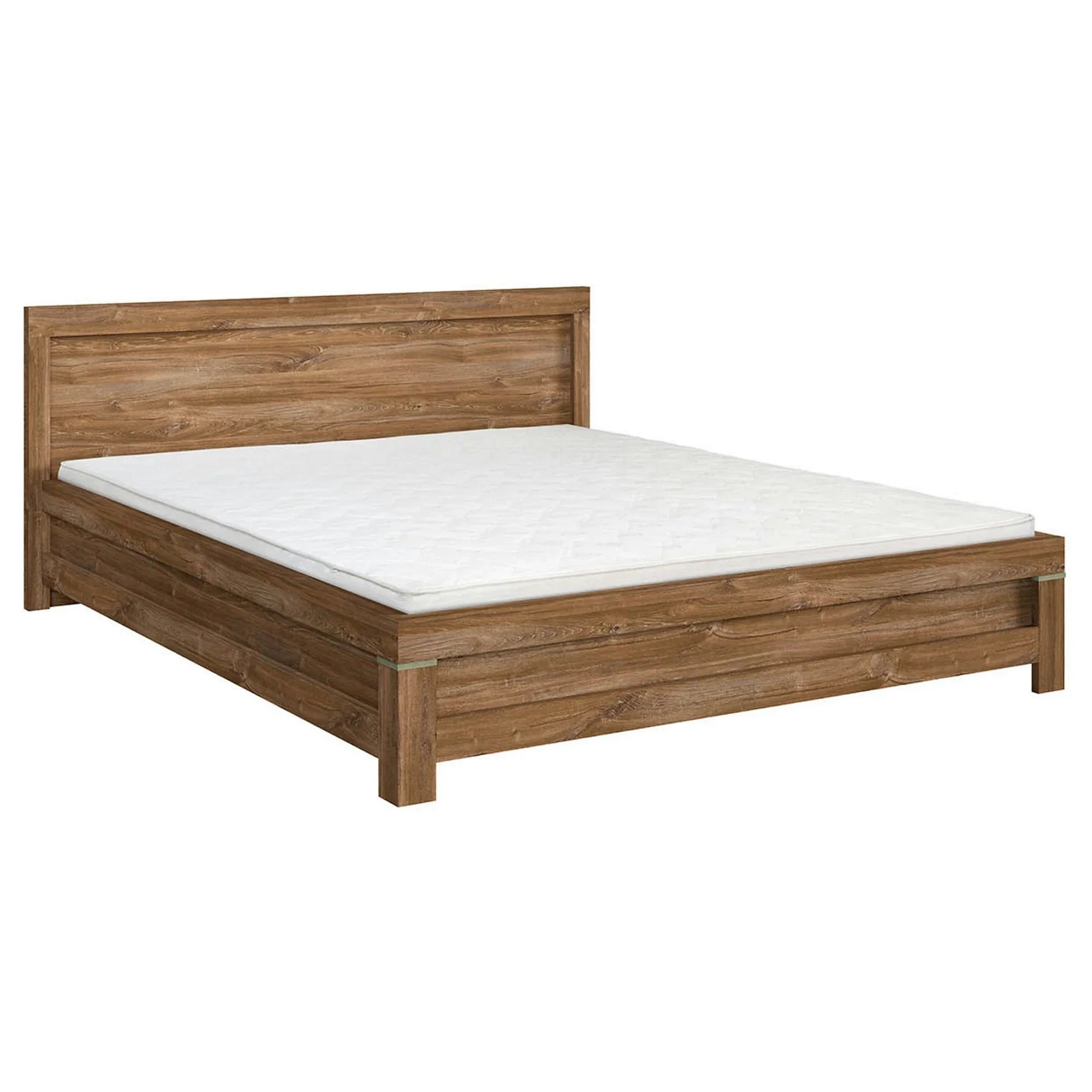 Set dormitor GENT 2, pat 160x200, stejar stirling, dulap cu 3 usi, 2 comode si noptiera