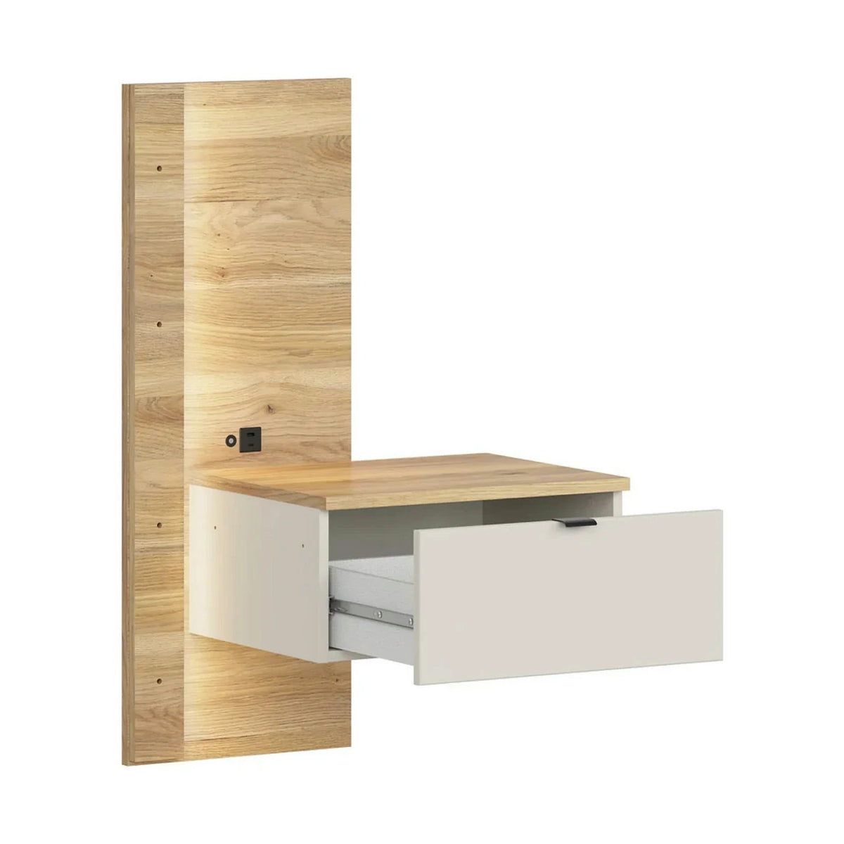 Set dormitor GLAMOUR, casmir/stejar, pat 160x200, dulap cu 3 usi, 2 noptiere si o comoda