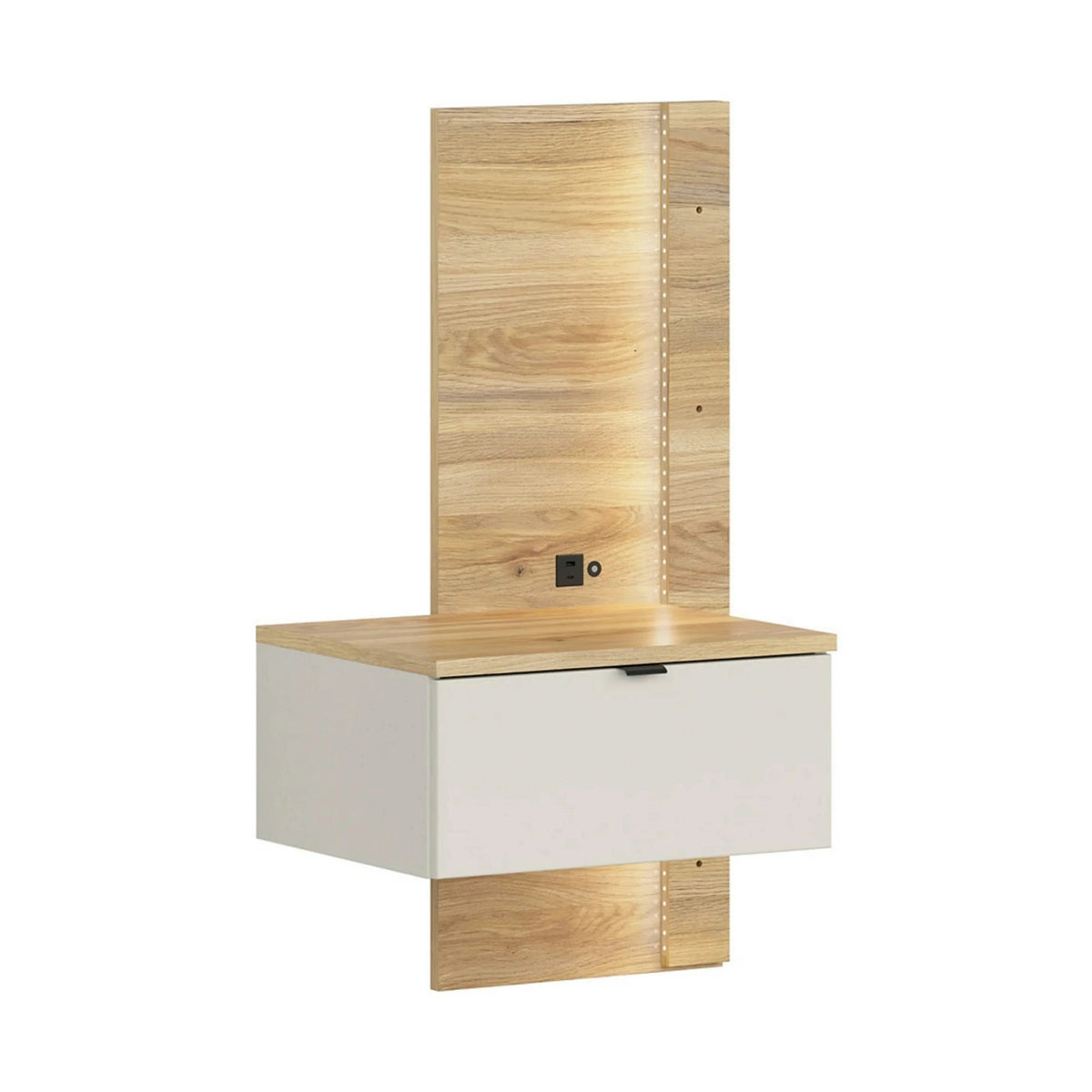 Set dormitor GLAMOUR, casmir/stejar, pat 160x200, dulap cu 3 usi, 2 noptiere si o comoda