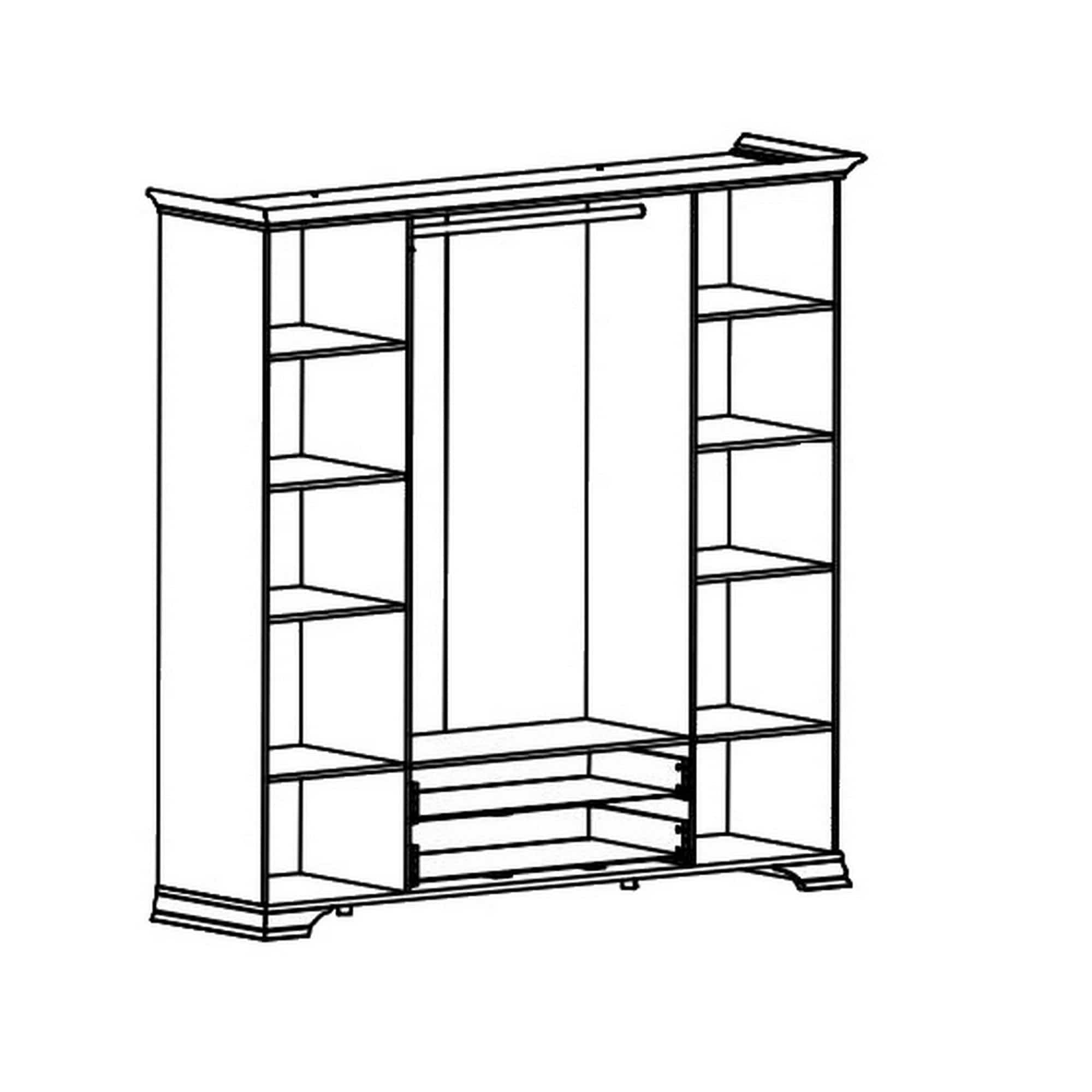 Set dormitor IDENTO 4, alb, cu pat 160x200, dulap cu 6 usi si 2 sertare, noptiere si comoda