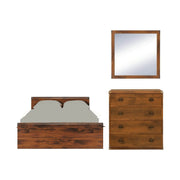 Set dormitor INDIANA, stejar sutter, cu pat 120x200, comoda cu 4 sertare si oglinda