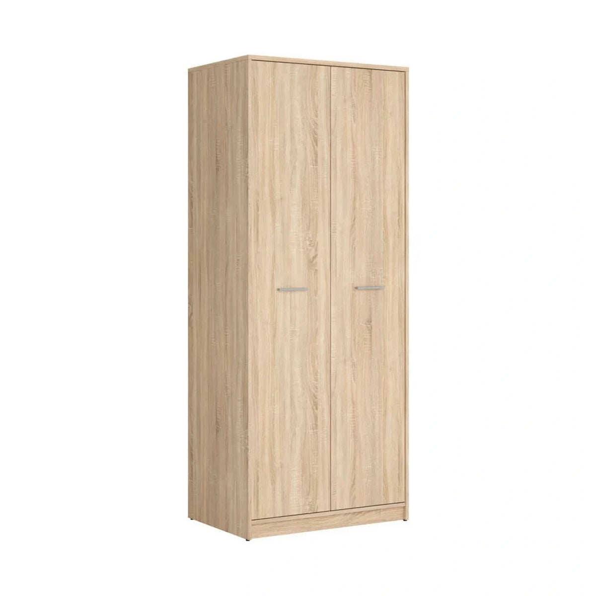 Set dormitor NEPO PLUS, stejar sonoma, pat 140x200, dulap cu 2 usi, 2 comode si noptiera