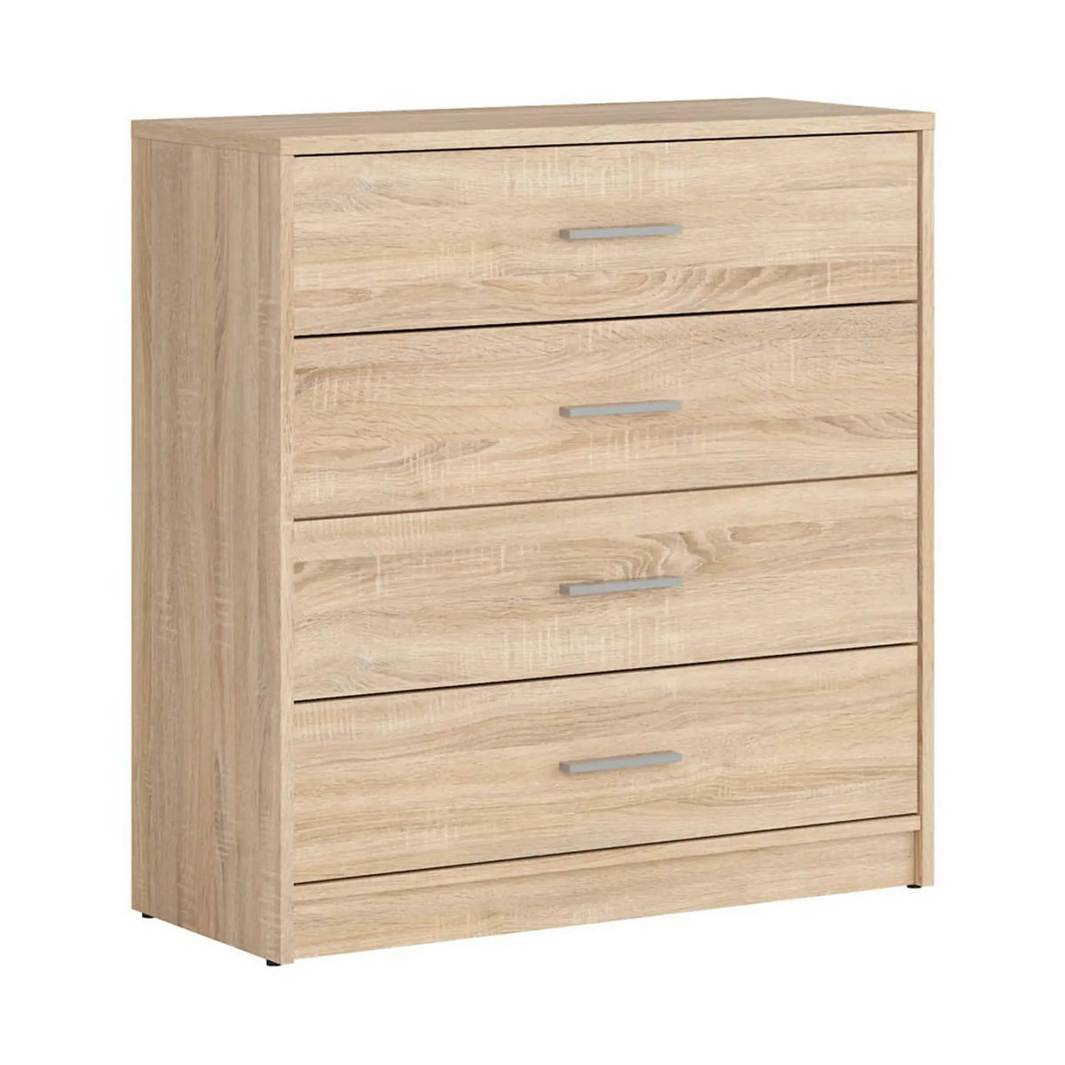 Set dormitor NEPO PLUS, stejar sonoma, pat 140x200, dulap cu 2 usi, 2 comode si noptiera