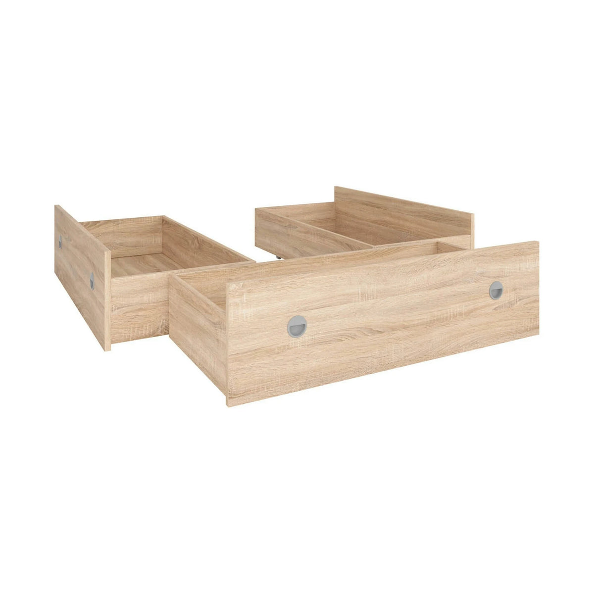 Set dormitor NEPO PLUS, stejar sonoma, pat 140x200, dulap cu 2 usi, 2 comode si noptiera
