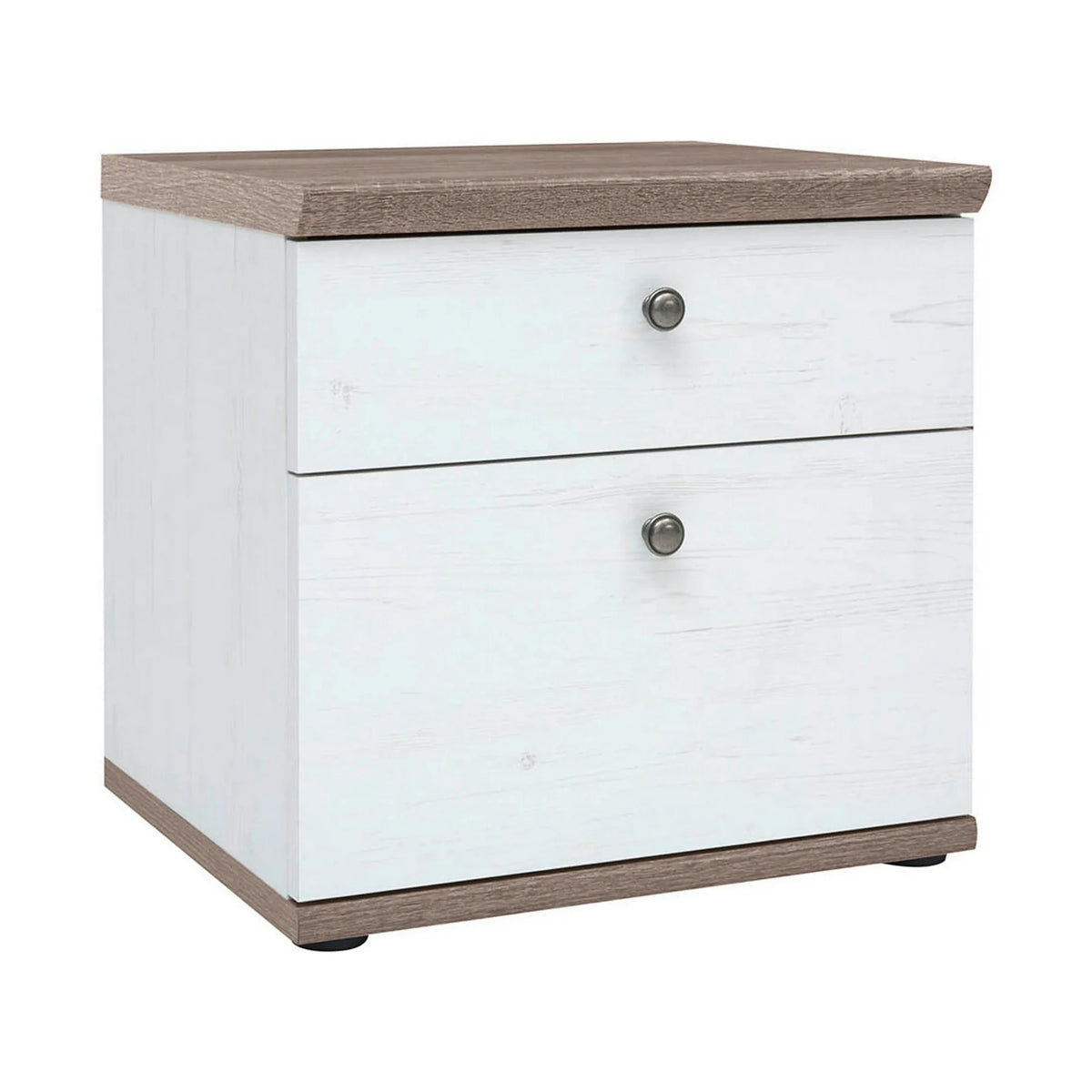 Set dormitor STOCKHOLM, pin alb andersen/stejar sonoma, pat 160x200, dulap cu 5 usi, 2 noptiere si comoda