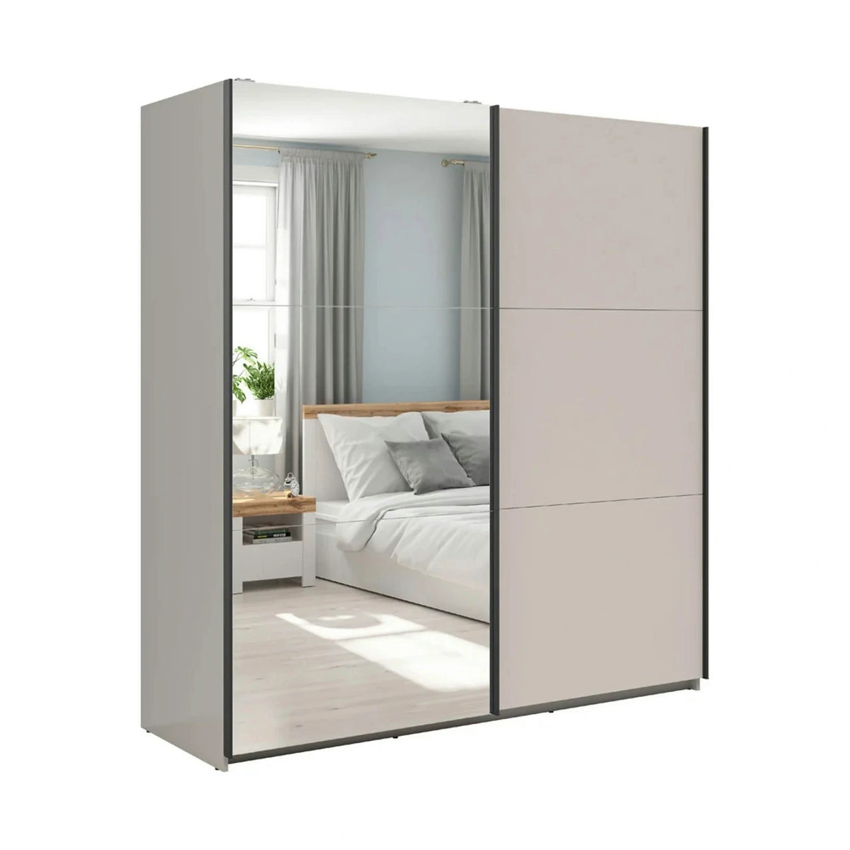 Set dormitor TETRIX, casmir, pat 160x200, dulap cu 2 usi, 2 noptiere si o comoda