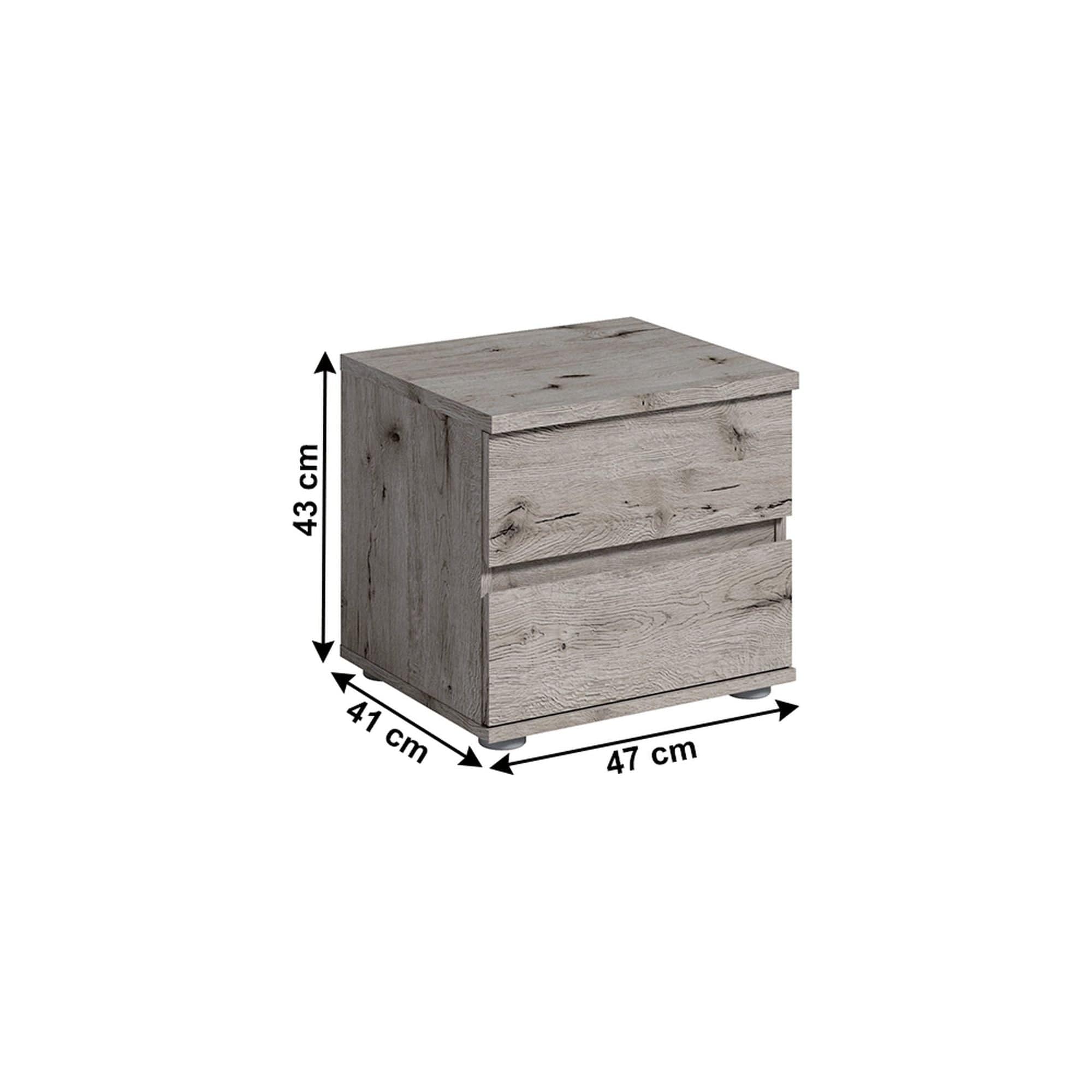 Set dormitor TOGOS, stejar wellington, DTD laminat/metal, cu pat 160x200, dulap cu 2 usi, cu 2 noptiere