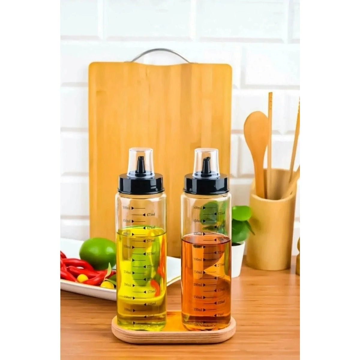 Set dozatoare ulei BAYEV - 500, 2 piese, transparent, sticlă, 500 ml