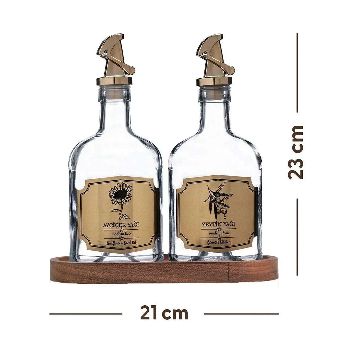 Set dozatoare ulei F10010, 2 piese, transparent, sticlă, 10x10x21 cm
