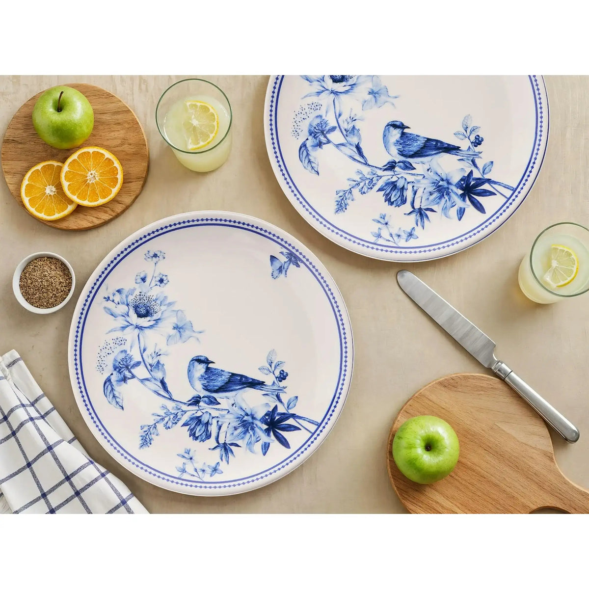 Set farfurii servire ALBASTRU BIRD, 6 piese, albastru/alb, ceramică