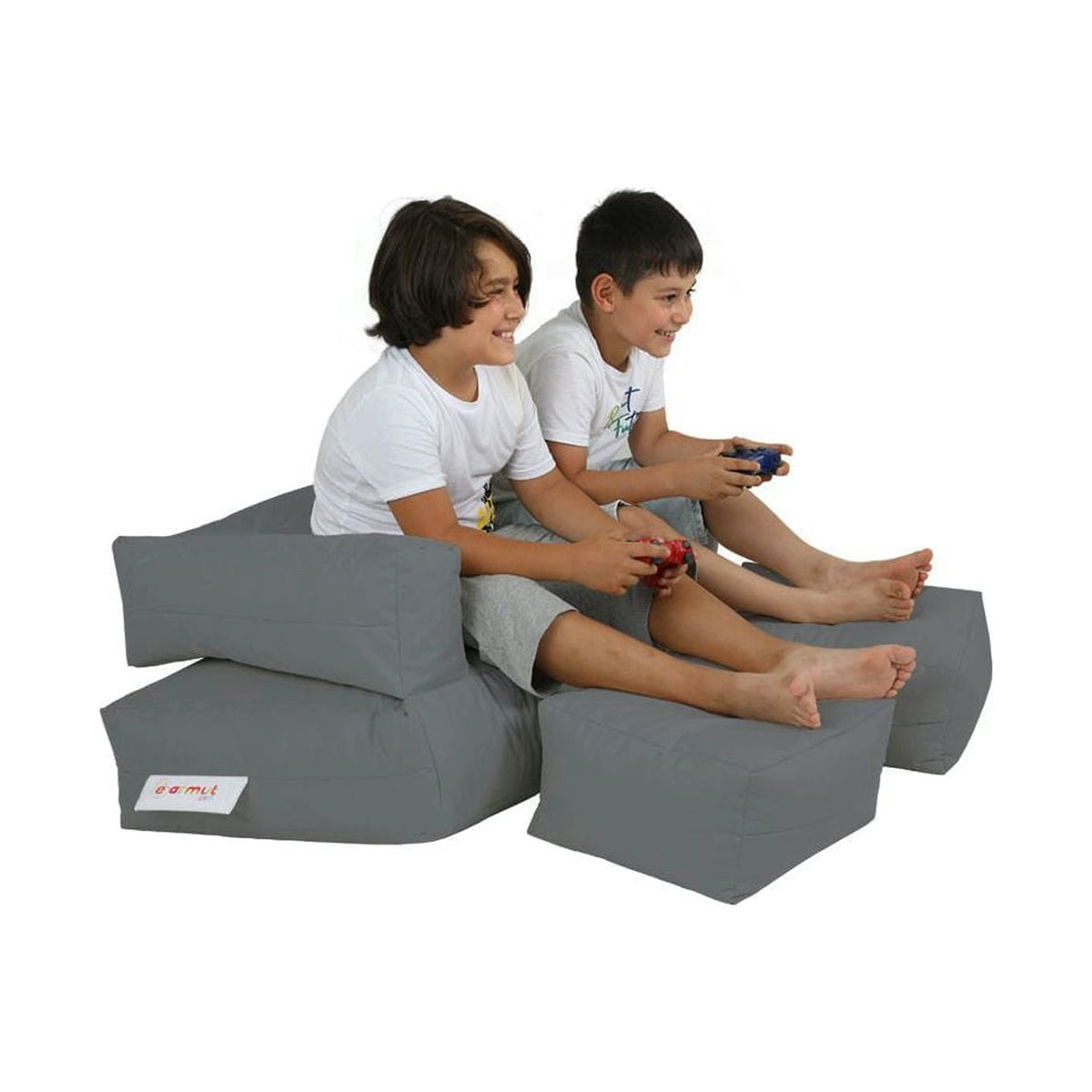 Set fotoliu cu 2 taburete pentru copii 248FRN1228, gri, poliester, 100x40x50 cm