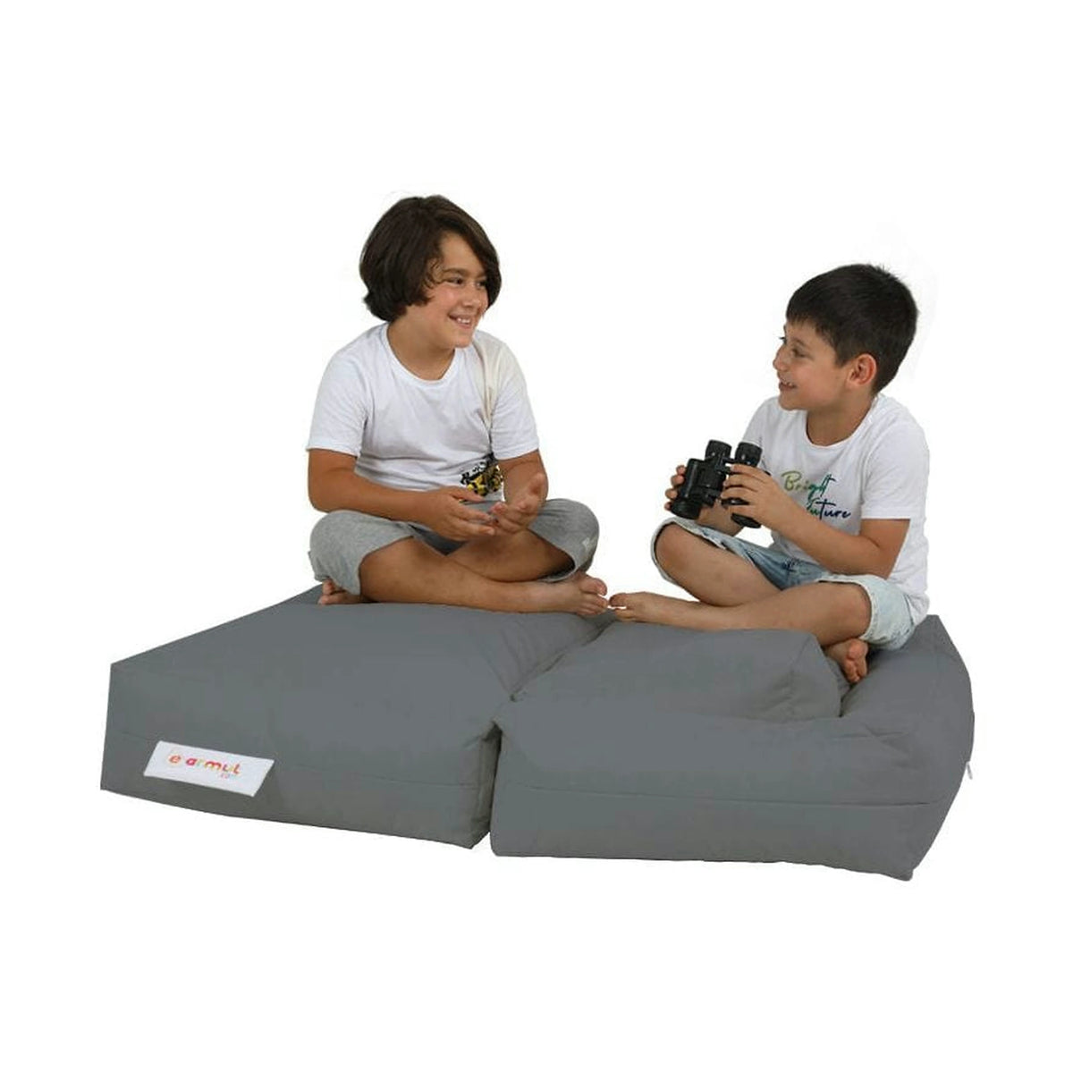Set fotoliu cu 2 taburete pentru copii 248FRN1228, gri, poliester, 100x40x50 cm