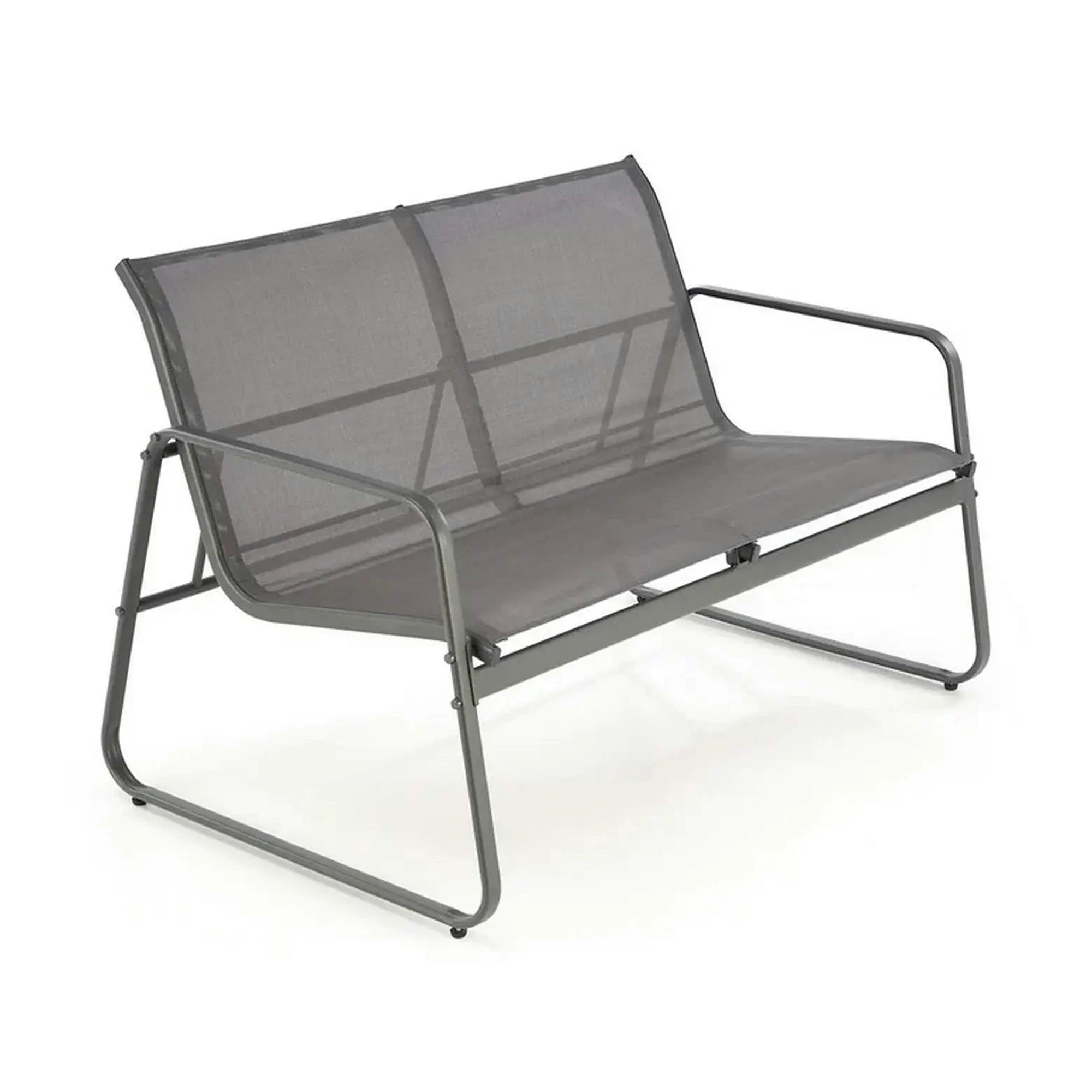 Set gradina CONOR, gri, plasa/sticla/metal, cu masuta, 2 scaune si canapea