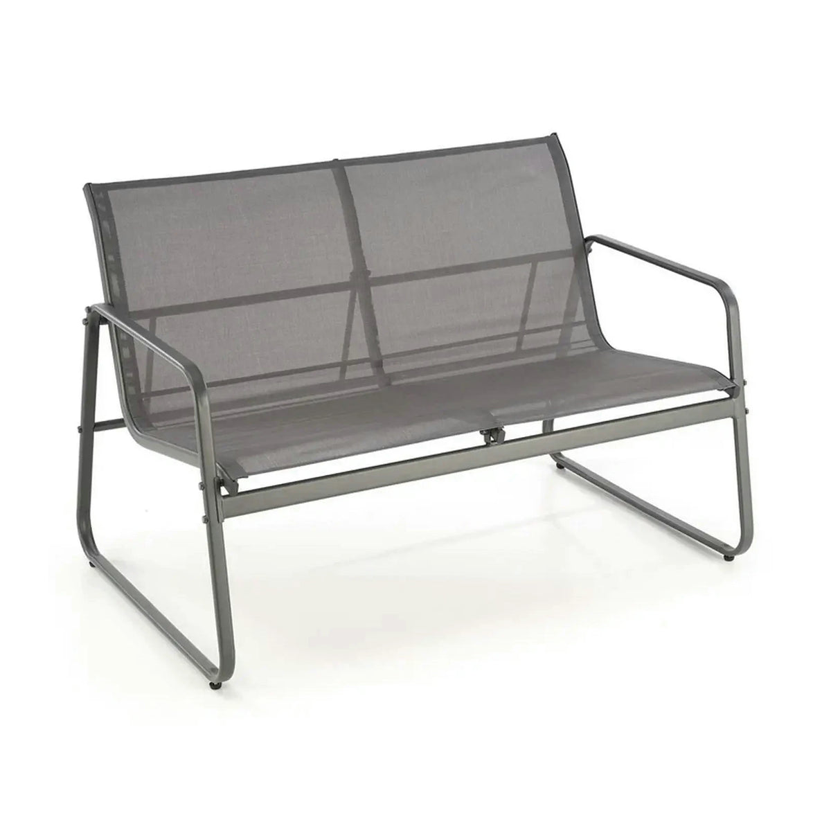 Set gradina CONOR, gri, plasa/sticla/metal, cu masuta, 2 scaune si canapea