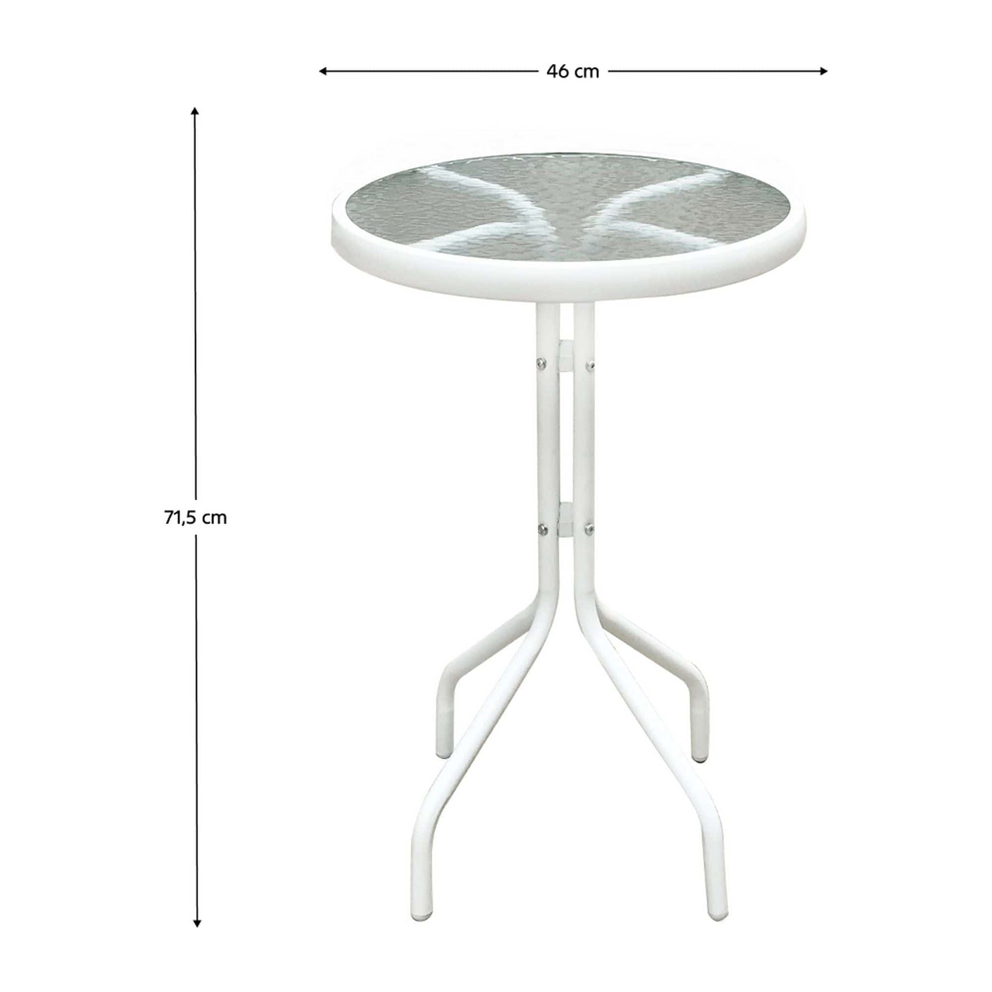 Set gradina ELIOR, alb/bej, ratan/sticla/metal, cu masuta si 2 scaune