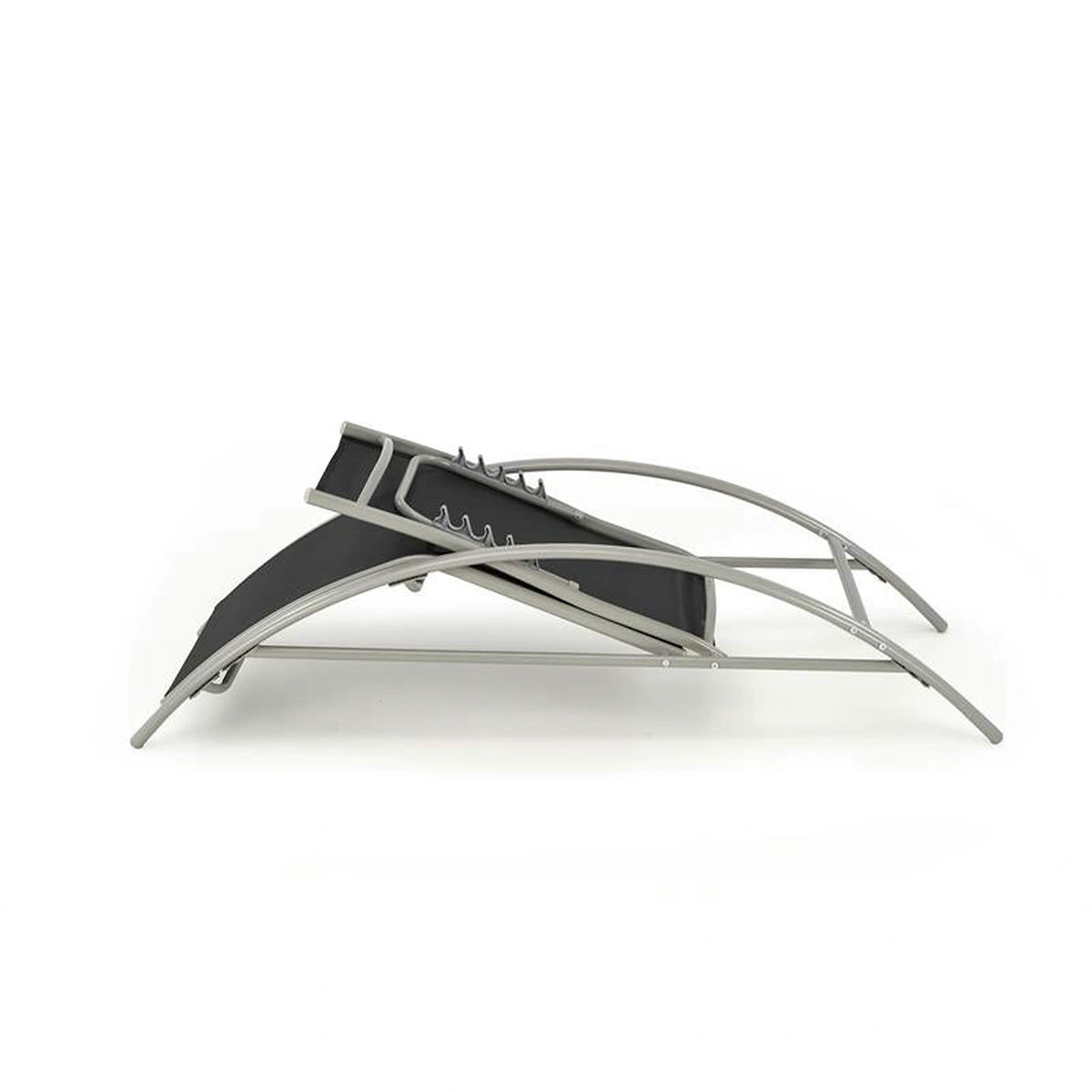 Set gradina EMBOLO, negru/gri, metal/panza, cu masuta si 2 sezlonguri