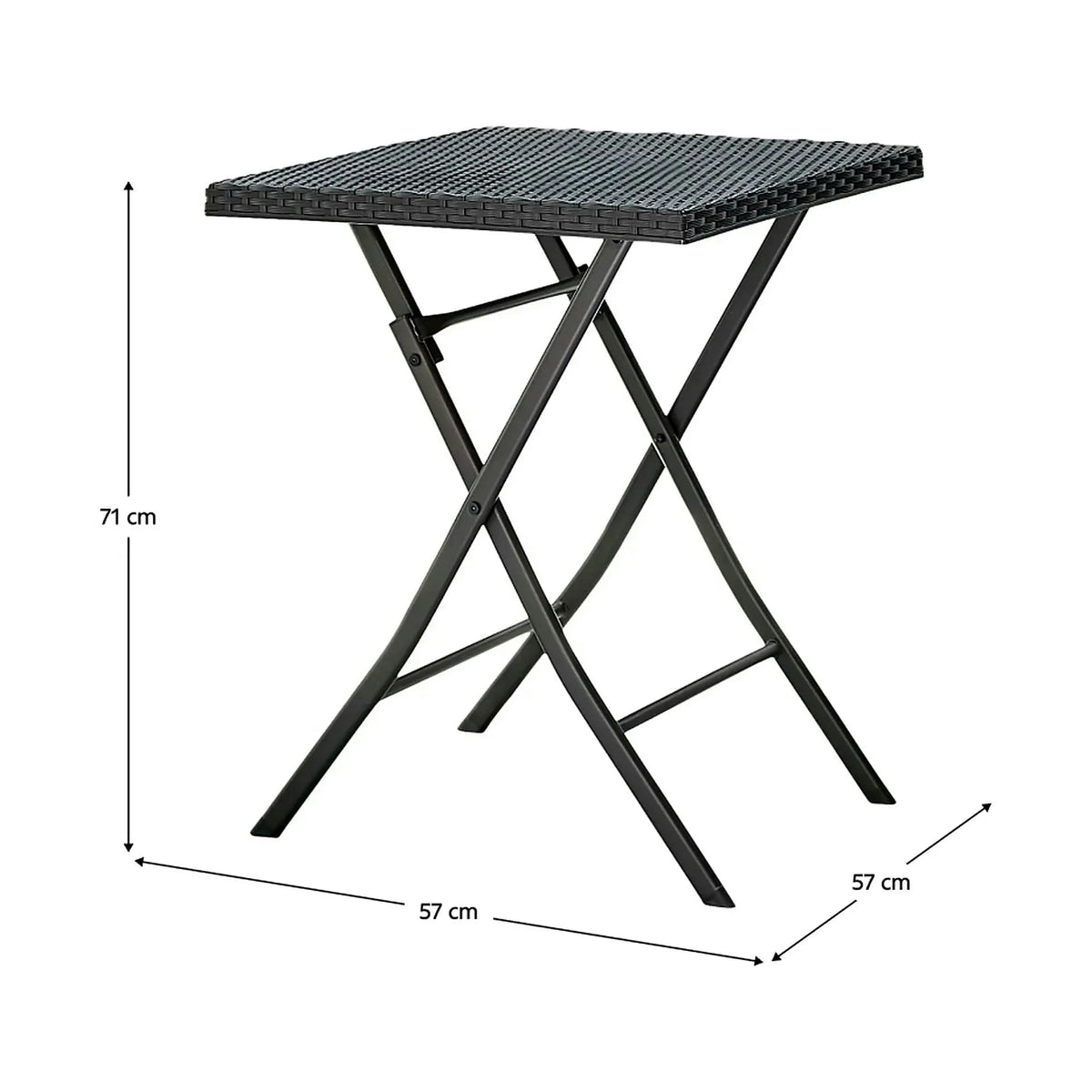 Set gradina FARUK, negru, ratan artificial/otel, cu masuta si 2 scaune