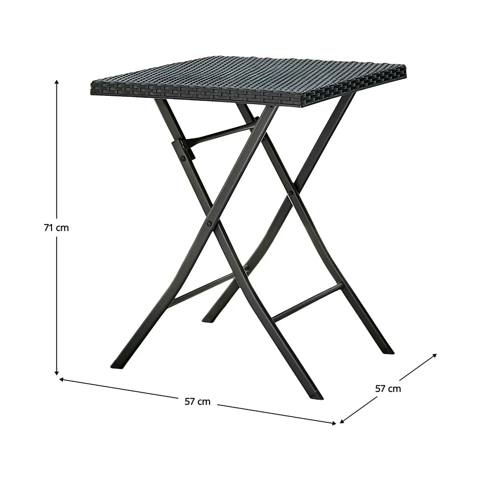 Set gradina FARUK, negru, ratan artificial/otel, cu masuta si 2 scaune