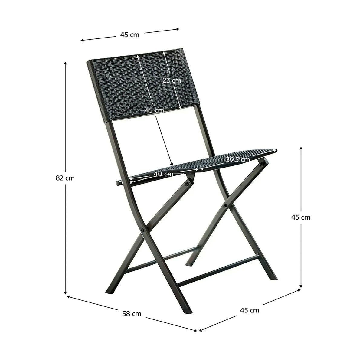 Set gradina FARUK, negru, ratan artificial/otel, cu masuta si 2 scaune