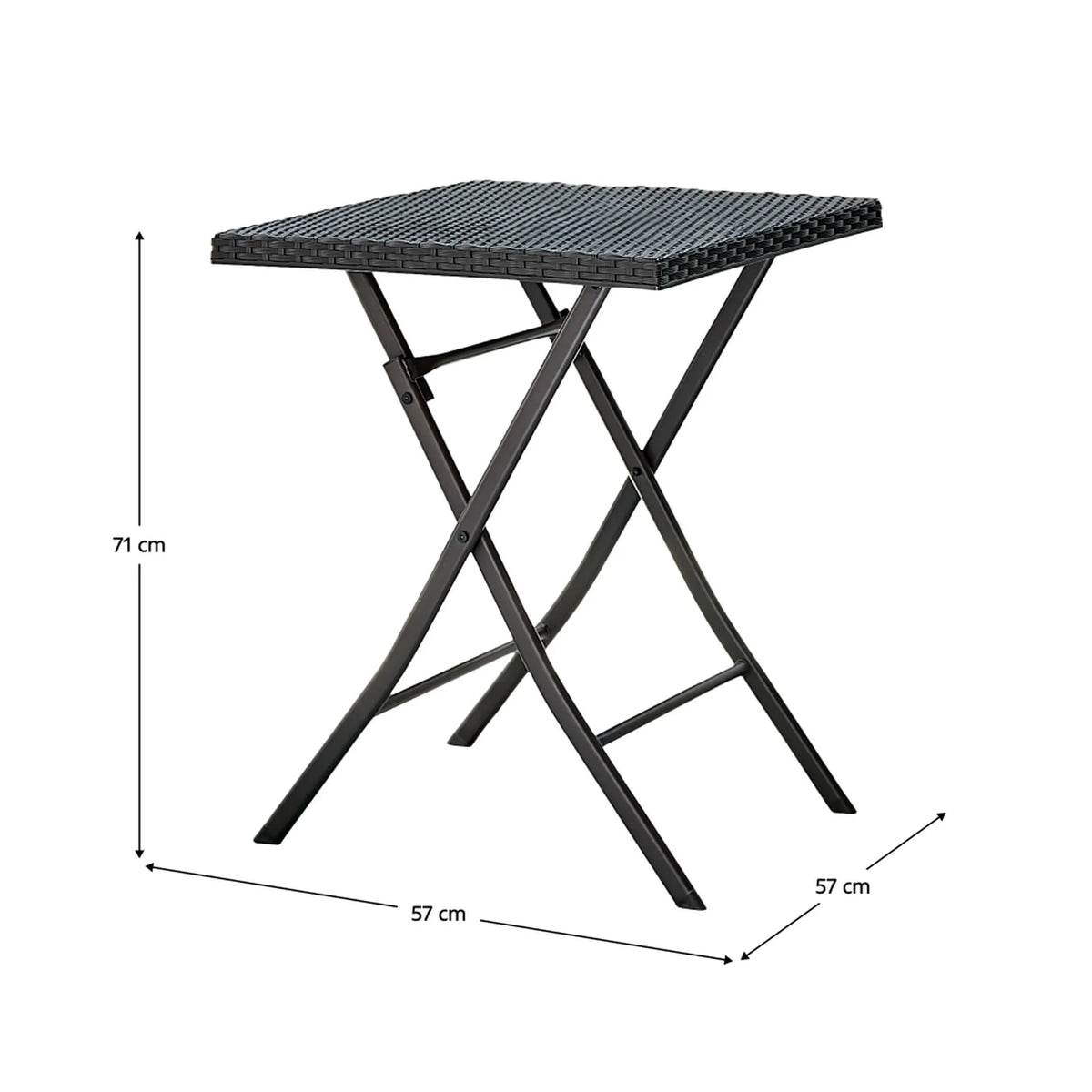 Set gradina FARUK, negru, ratan artificial/otel, cu masuta si 2 scaune