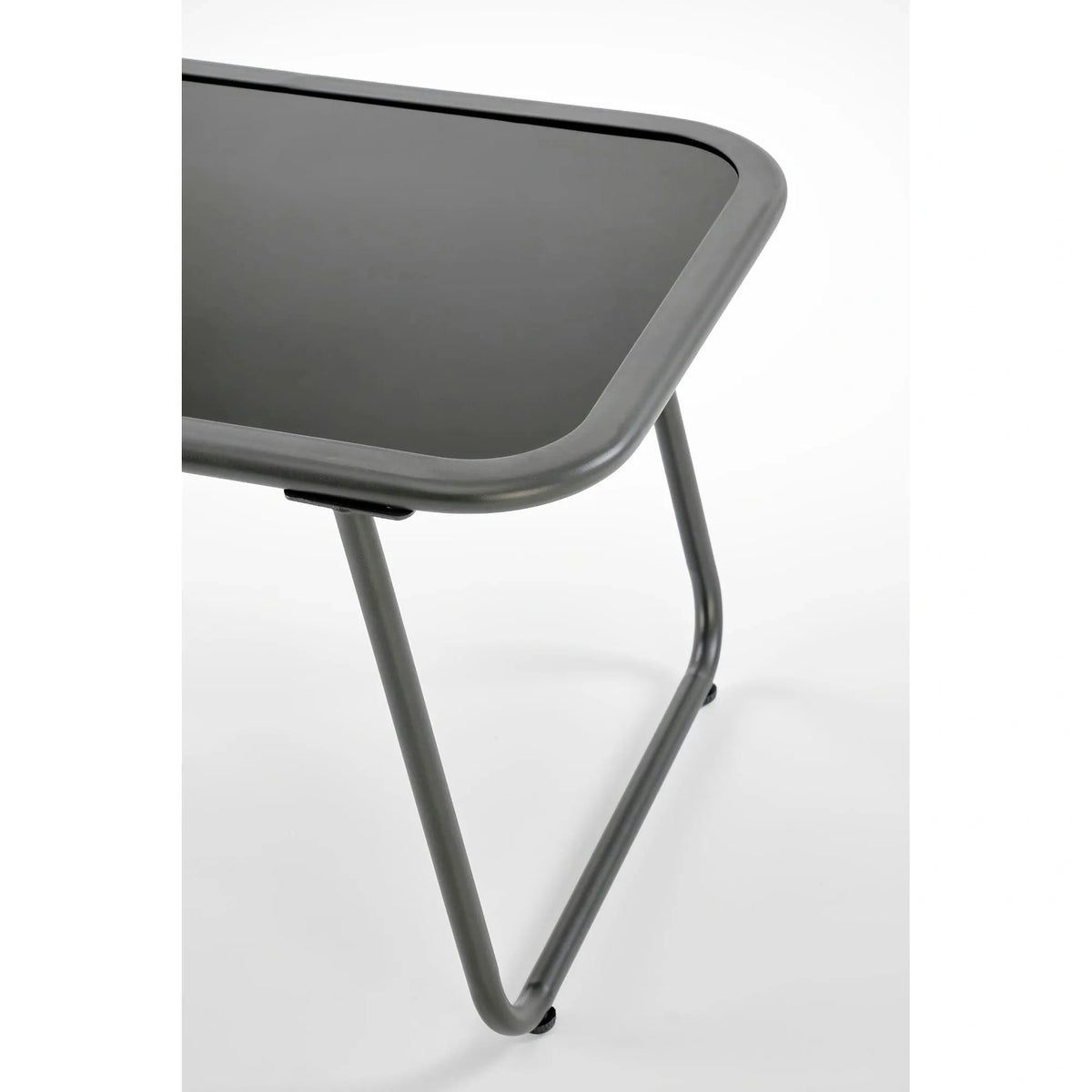 Set gradina HUDSON, gri/negru, stofa clasica/plasa/metal/sticla, cu masuta, 2 scaune si canapea