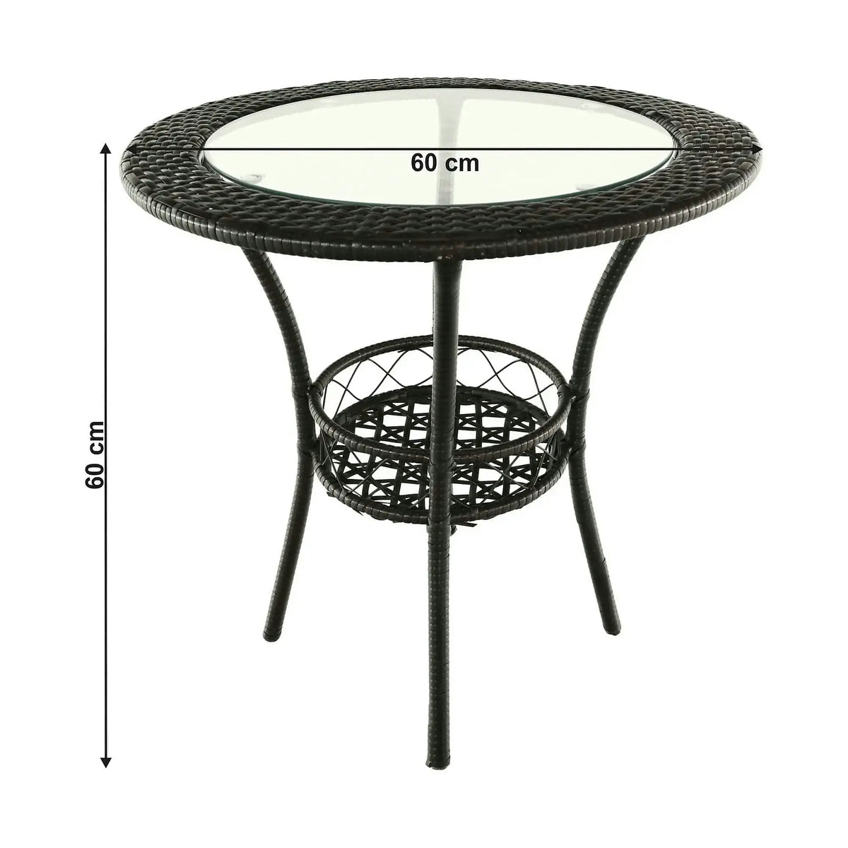 Set gradina LASAN, maro, ratan sintetic/sticla/otel, cu masuta si 2 scaune