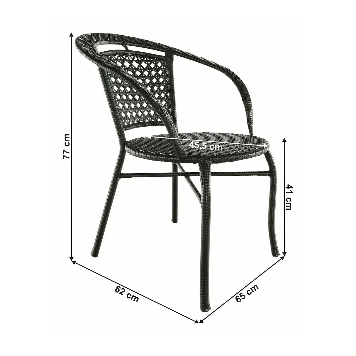 Set gradina LASAN, maro, ratan sintetic/sticla/otel, cu masuta si 2 scaune
