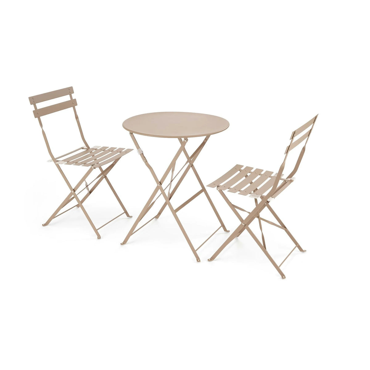 Set gradina LIVORNO, cappuccino, metal, cu masa si 2 scaune pliante