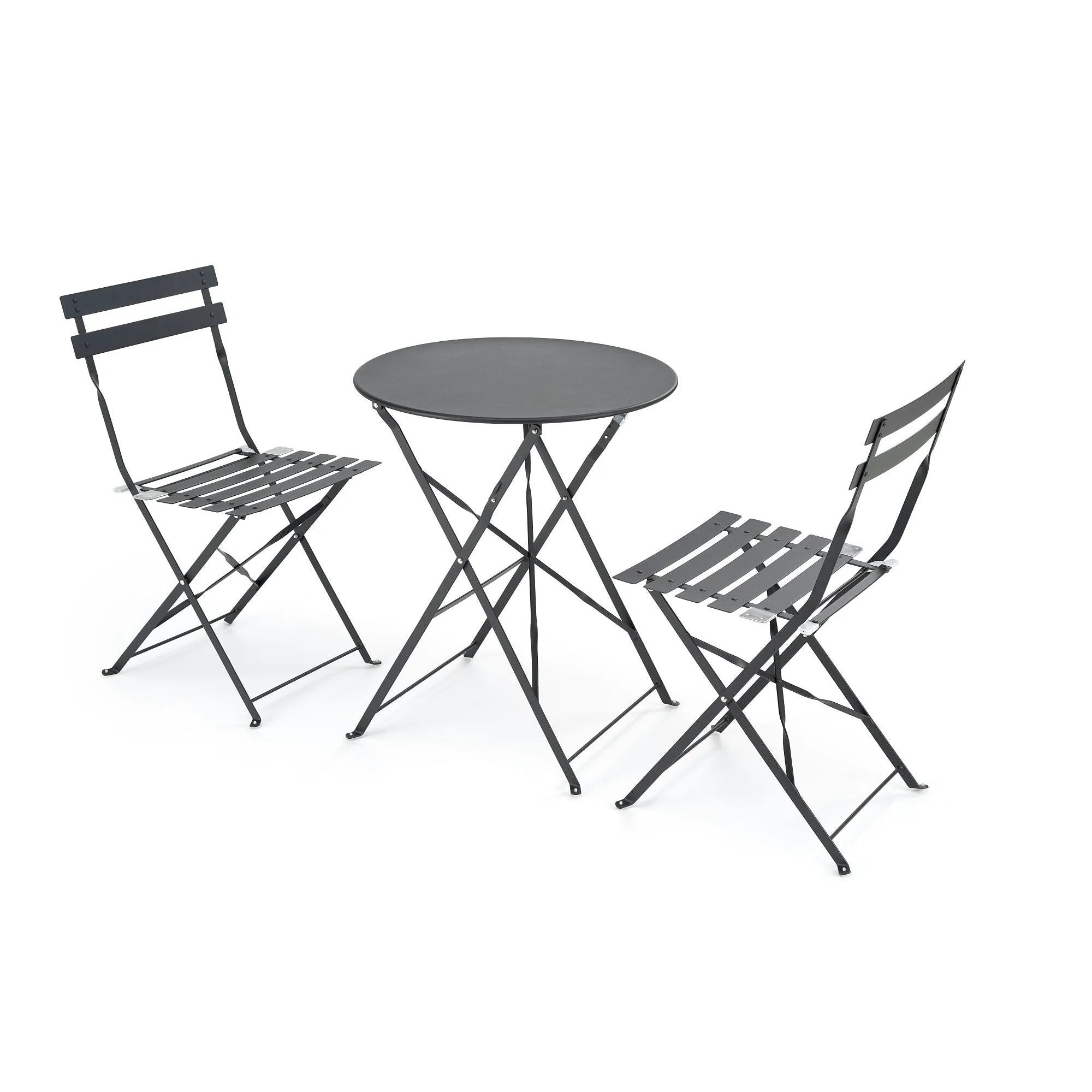 Set gradina LIVORNO, negru, metal, cu masa si 2 scaune pliante
