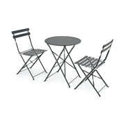 Set gradina LIVORNO, negru, metal, cu masa si 2 scaune pliante