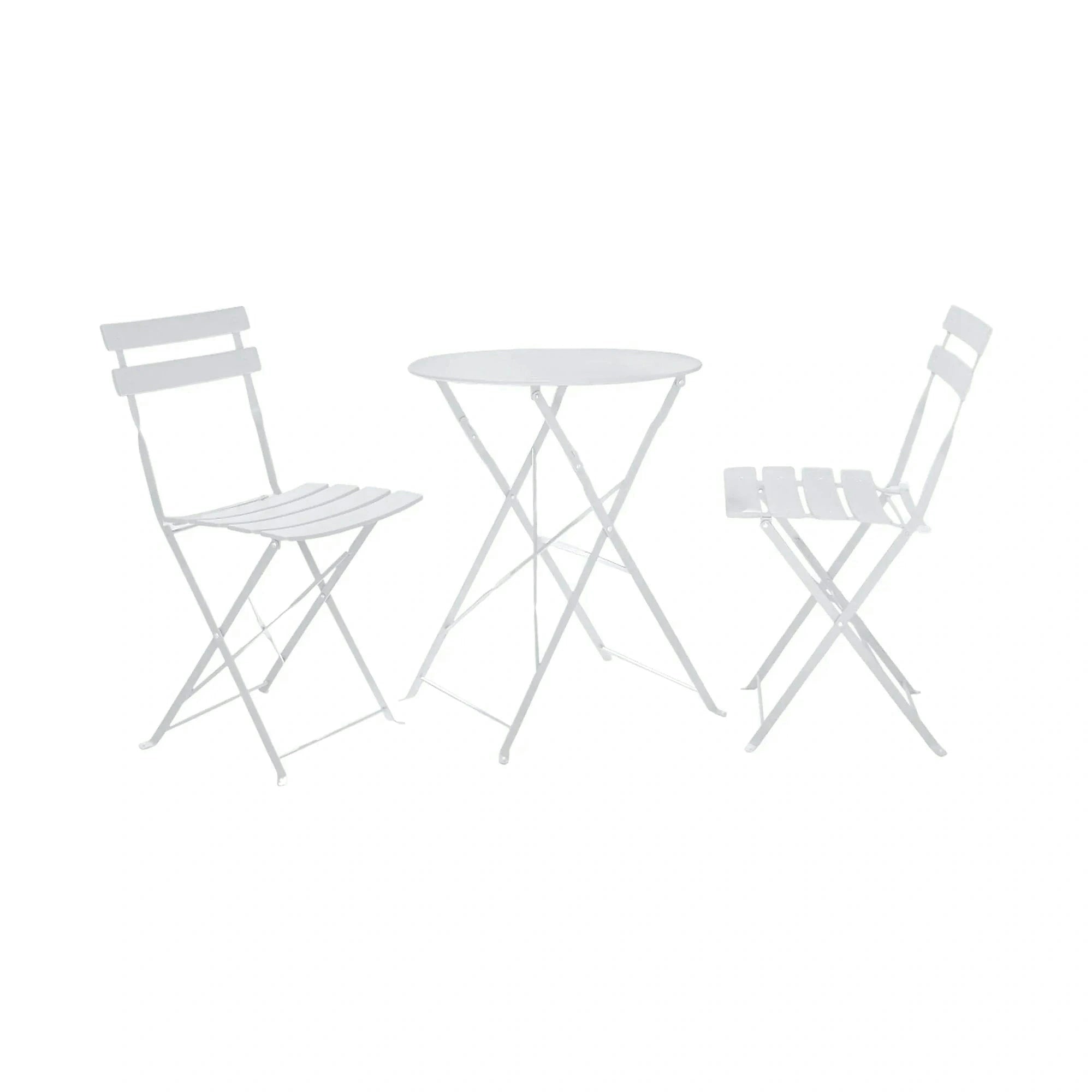 Set gradina OBAX, alb, otel, cu masuta si 2 scaune