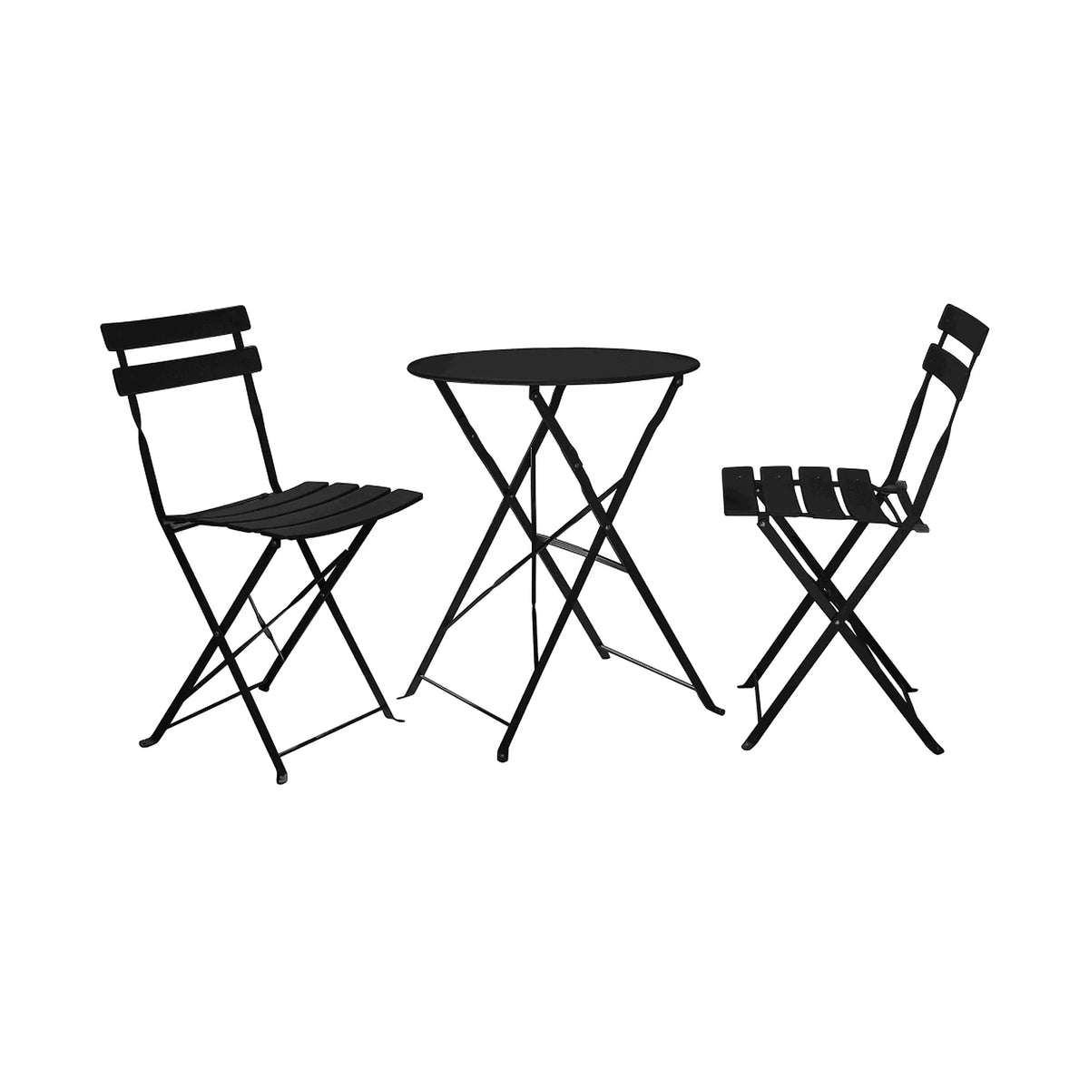 Set gradina OBAX, negru, otel, cu masuta si 2 scaune