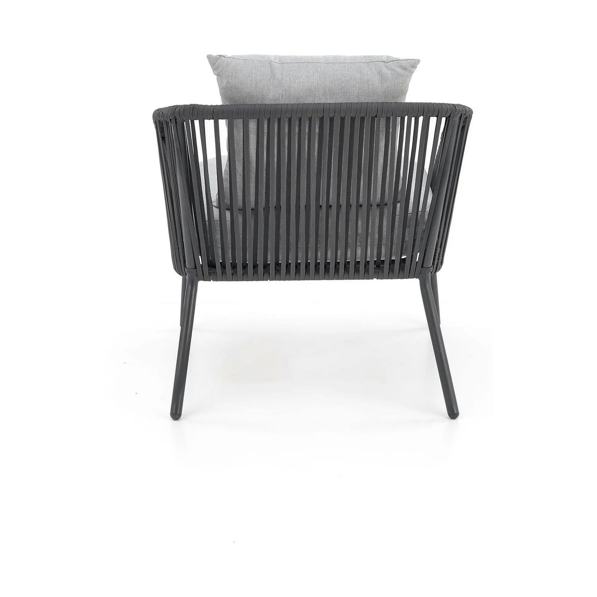 Set gradina ROCCA, gri, sticla/otel/stofa, cu masuta, 2 scaune si canapea