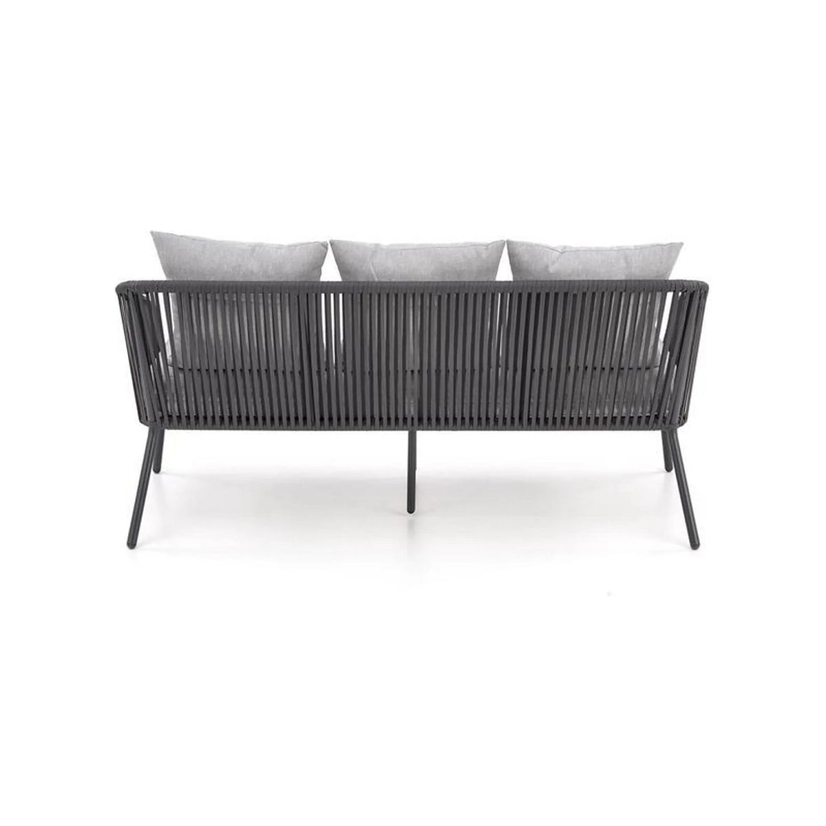 Set gradina ROCCA, gri, sticla/otel/stofa, cu masuta, 2 scaune si canapea
