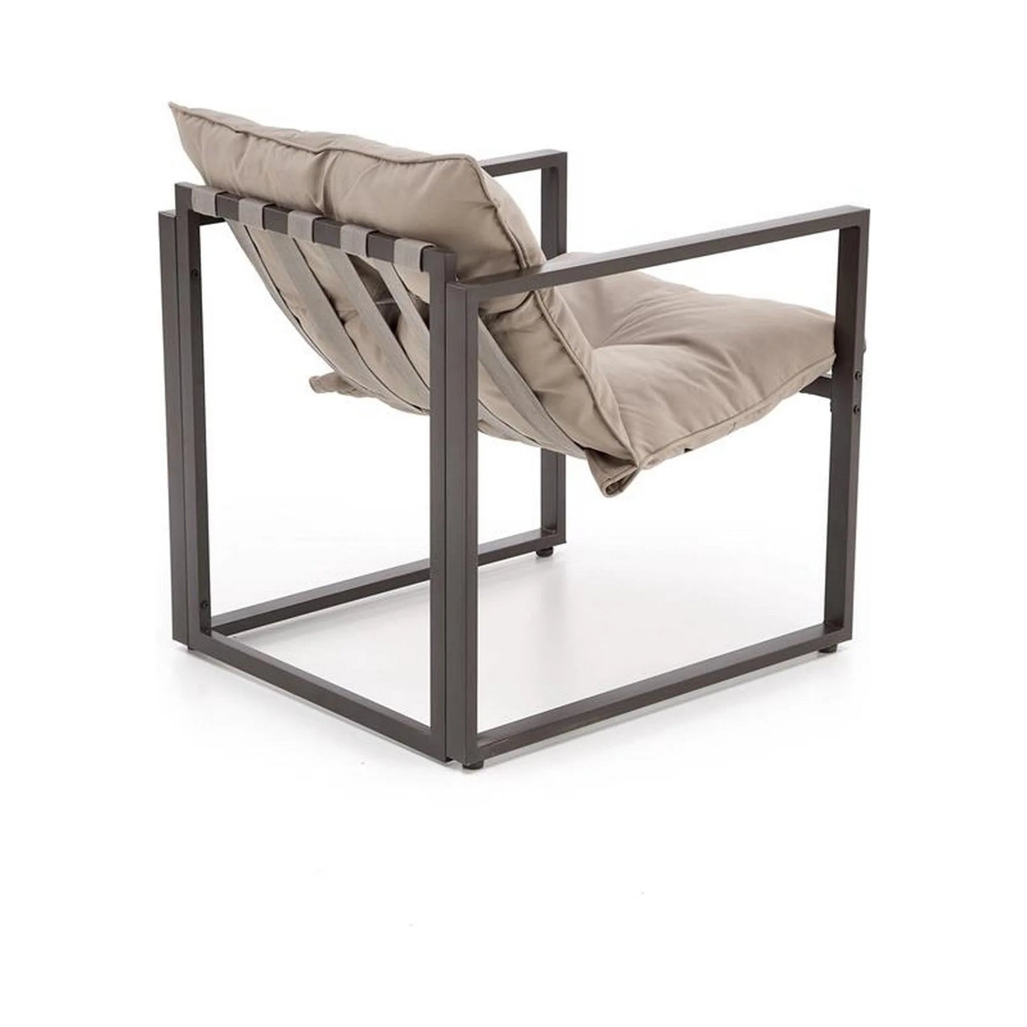 Set gradina SHARK, cappuccino/negru, otel/stofa/sticla, cu masuta, 2 scaune si canapea