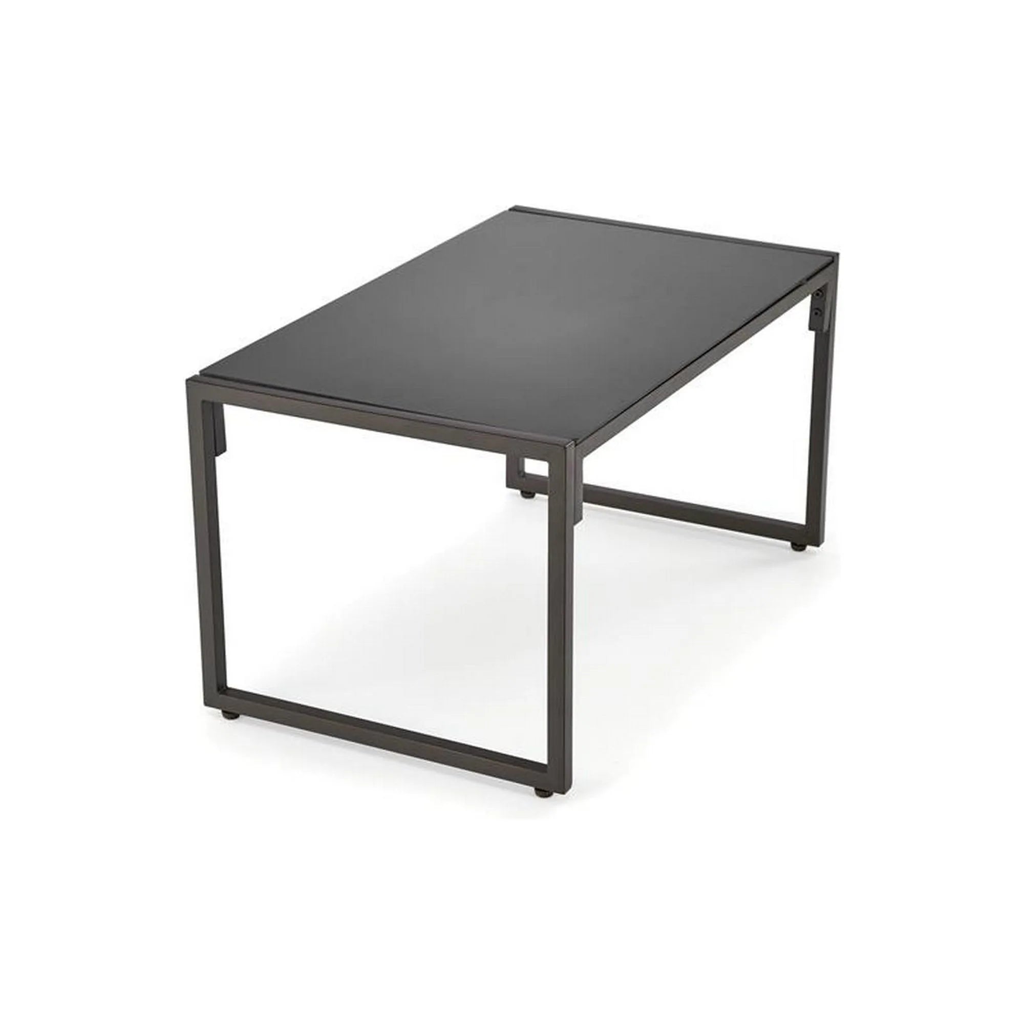 Set gradina SHARK, cappuccino/negru, otel/stofa/sticla, cu masuta, 2 scaune si canapea