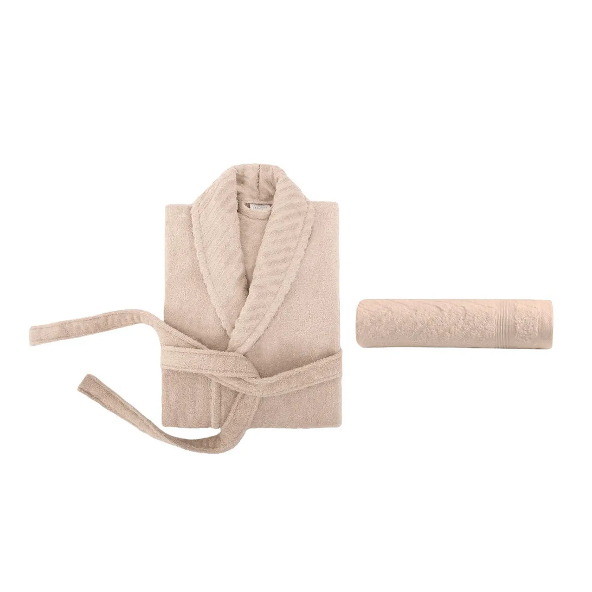 Set halat si prosop baie 1052A-064-2, roz pudra, bumbac