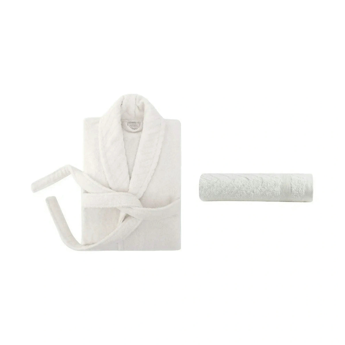 Set halat si prosop baie 1054A-007-1, alb, bumbac