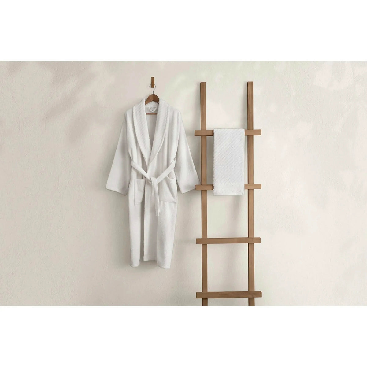 Set halat si prosop baie 1054A-007-1, alb, bumbac