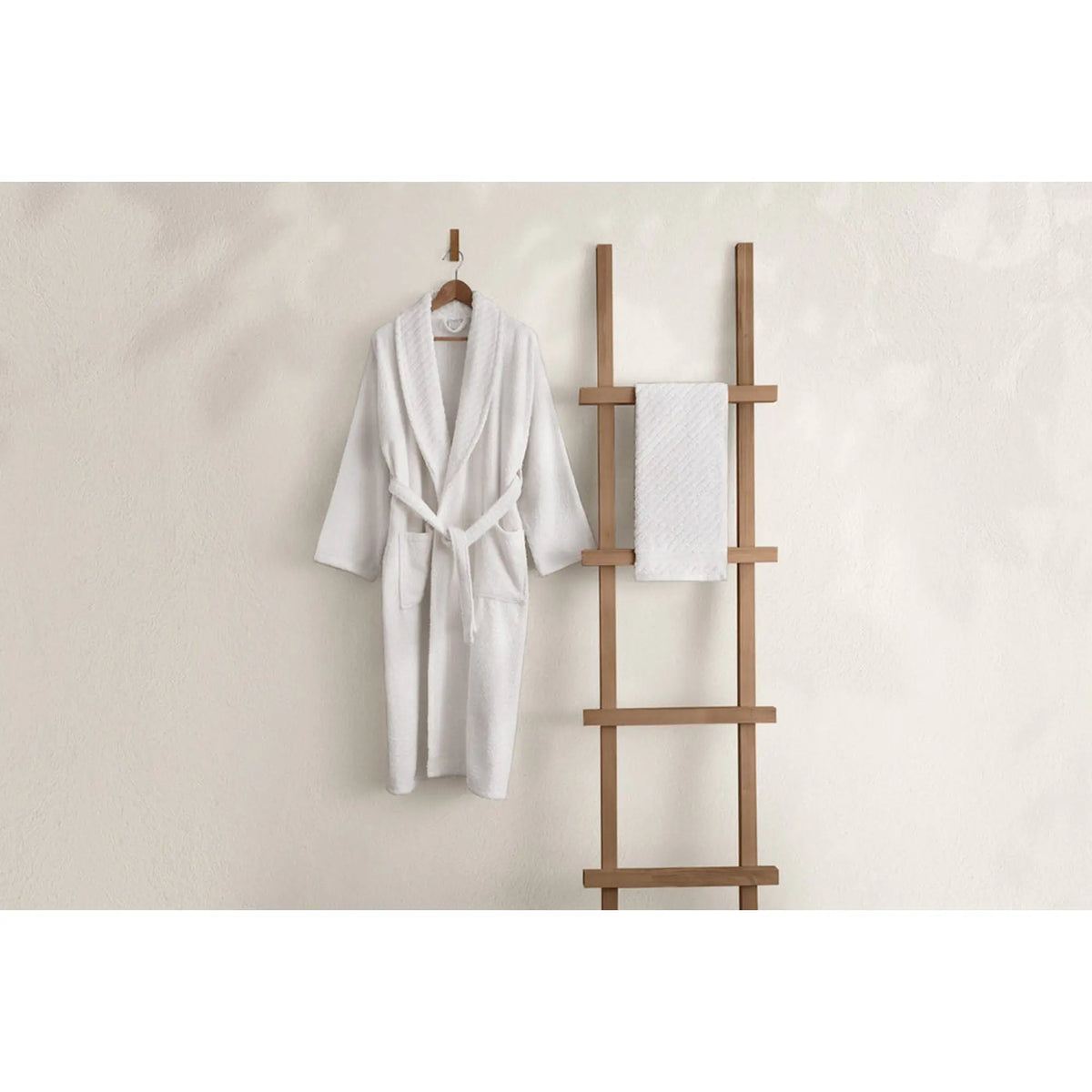 Set halat si prosop baie 1054A-007-1, alb, bumbac