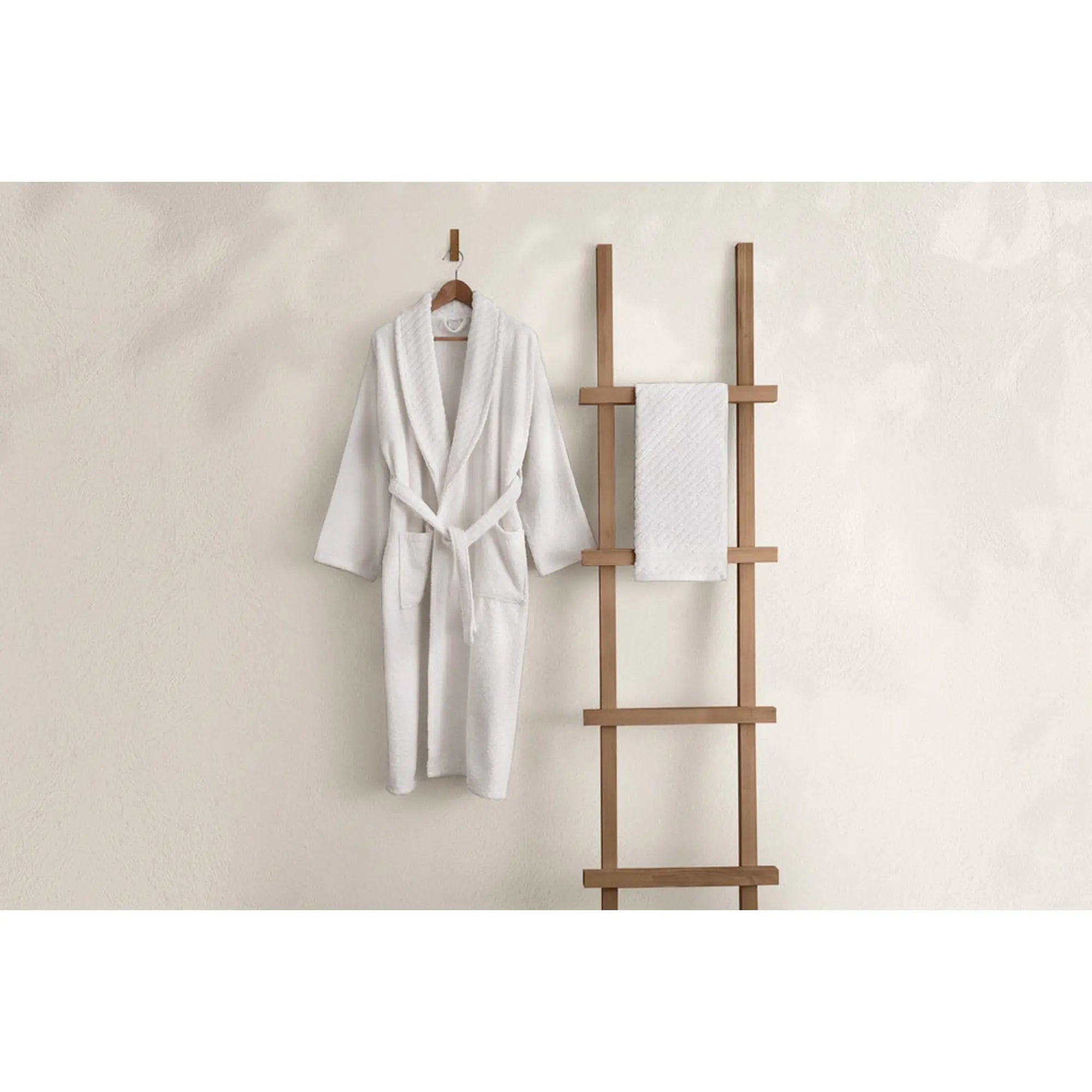 Set halat si prosop baie 1054A-007-1, alb, bumbac