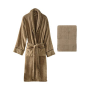 Set halat si prosop baie EXCLUSIVE, maro, bumbac