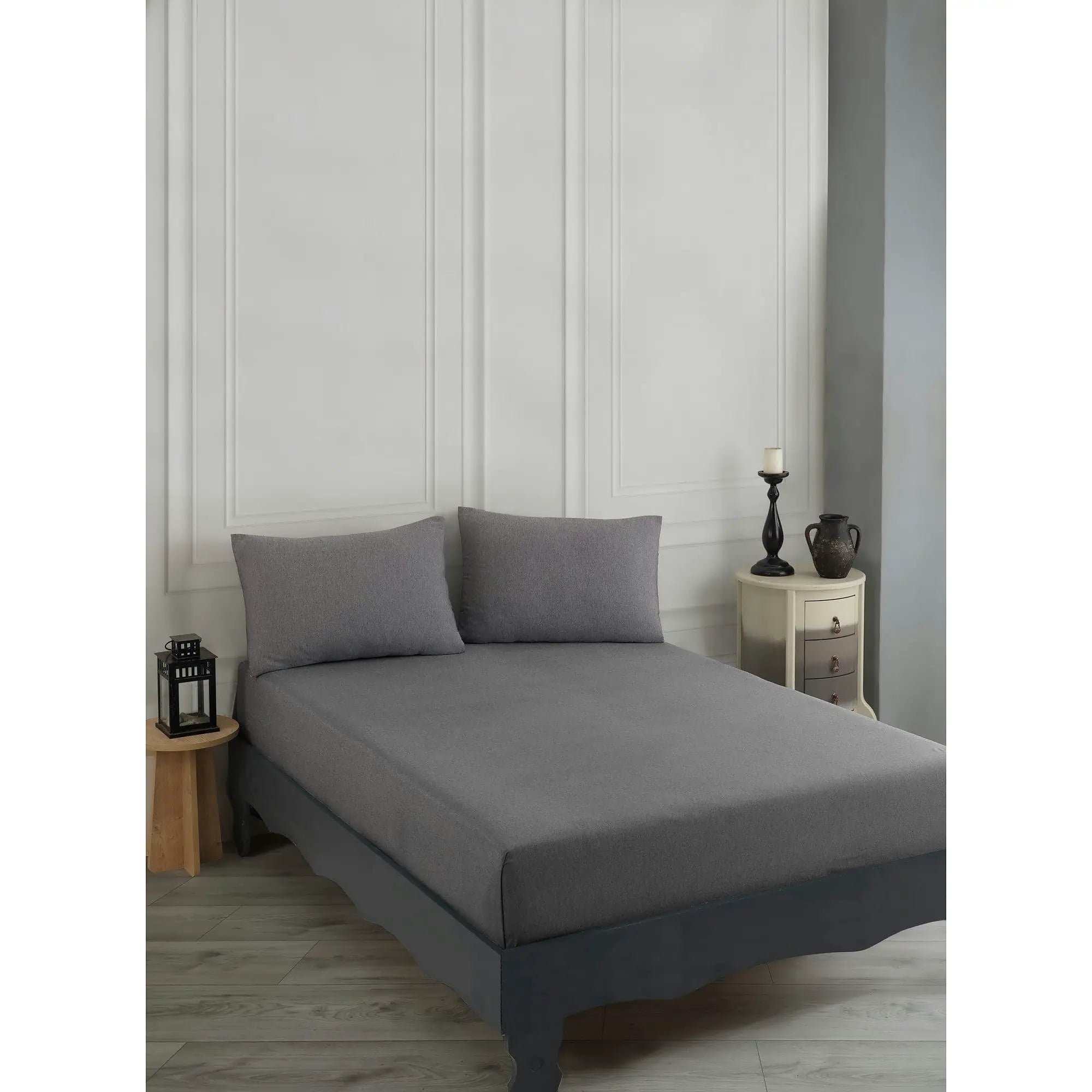Set husa pat dublu ROAD POTLU, negru, bumbac/poliester, 160x200 cm, cu 2 fete de perna