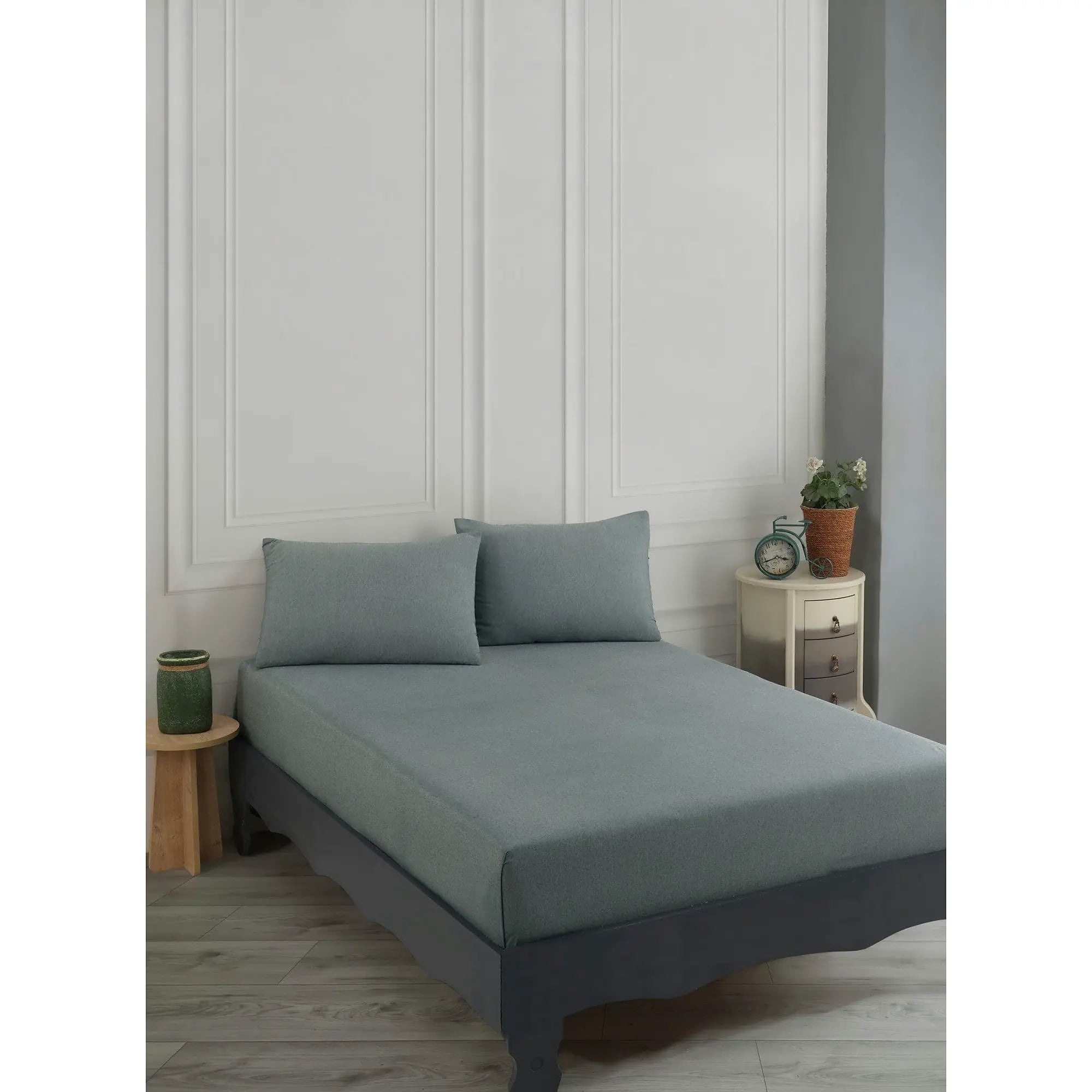 Set husa pat dublu ROAD POTLU, verde, bumbac/poliester, 160x200 cm, cu 2 fete de perna