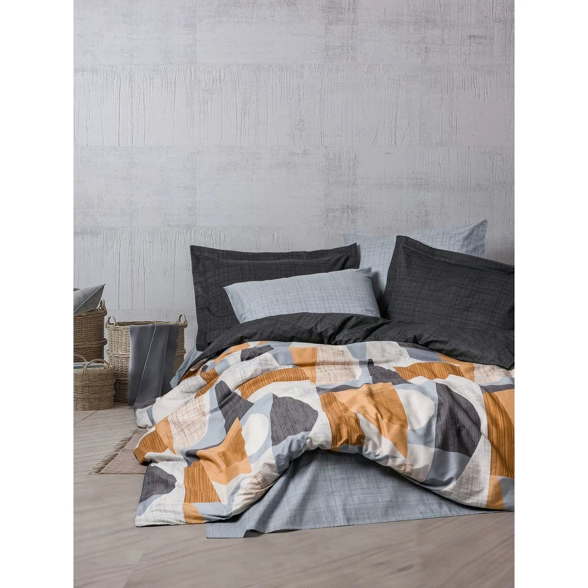 Set lenjerie pat 129CTN4643, bumbac, multicolor, 180x240 cm, cu cearceaf pat, cearceaf pilota si fata de perna