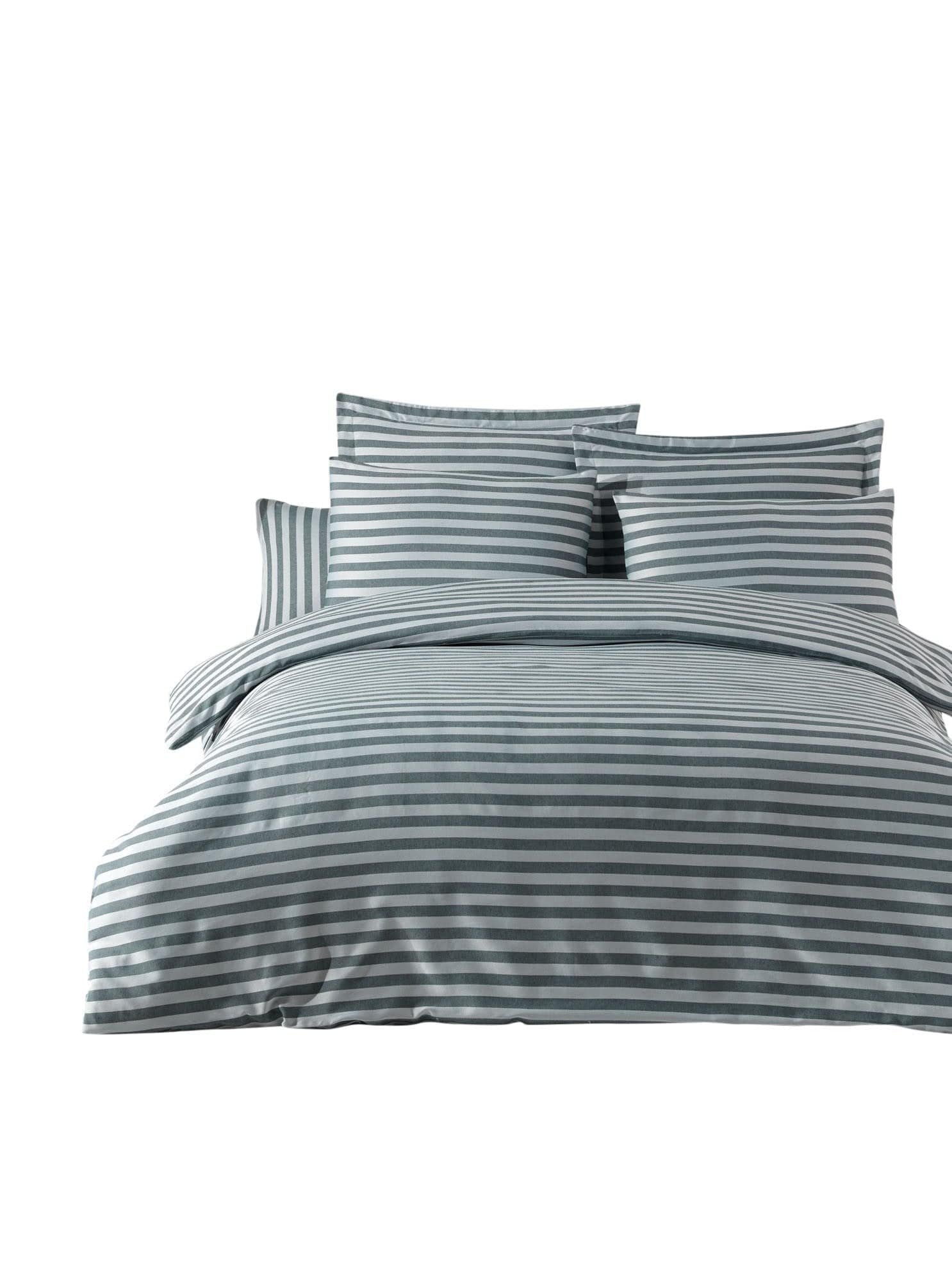 Set lenjerie pat 162ELR4138, bumbac/poliester, verde, 200x220 cm, cu cearceaf pilota si 2 fete de perna